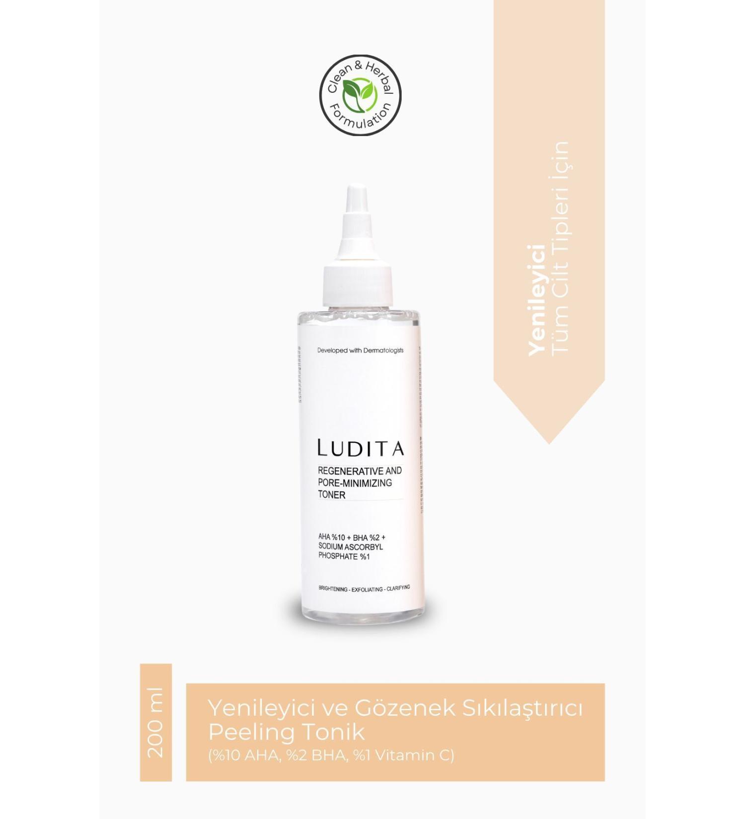 LUDITA Aha 2% Bha 1% Vitamin C Regenerating and Pore Tightening Peeling Tonic - Buy Online on GoSupps.com