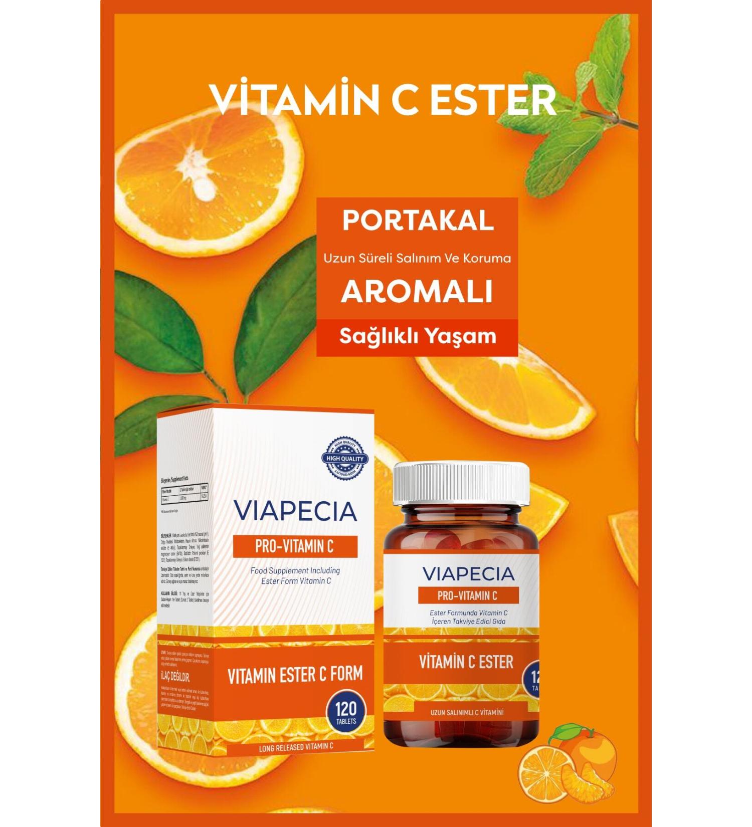 Viapecia Pro- Vitamin C Higher Absorption Long-Term Release and Protection 120 Tablets Vitamin C - Buy Online on GoSupps.com