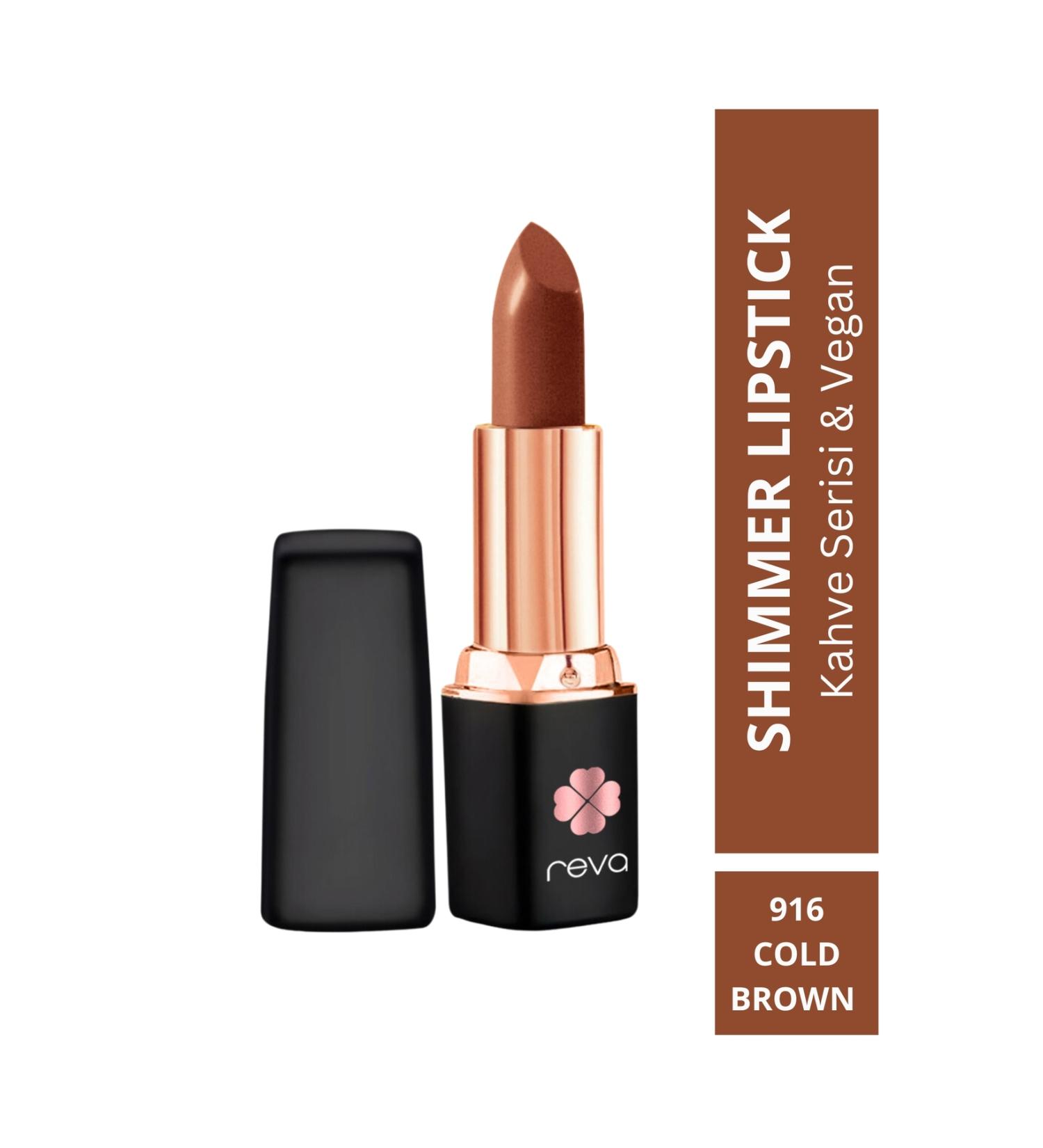 REVA Shimmer Lipstick Cold Brown-Brown Series-Sparkling Lipstick Coffee Series No:916 4 gr