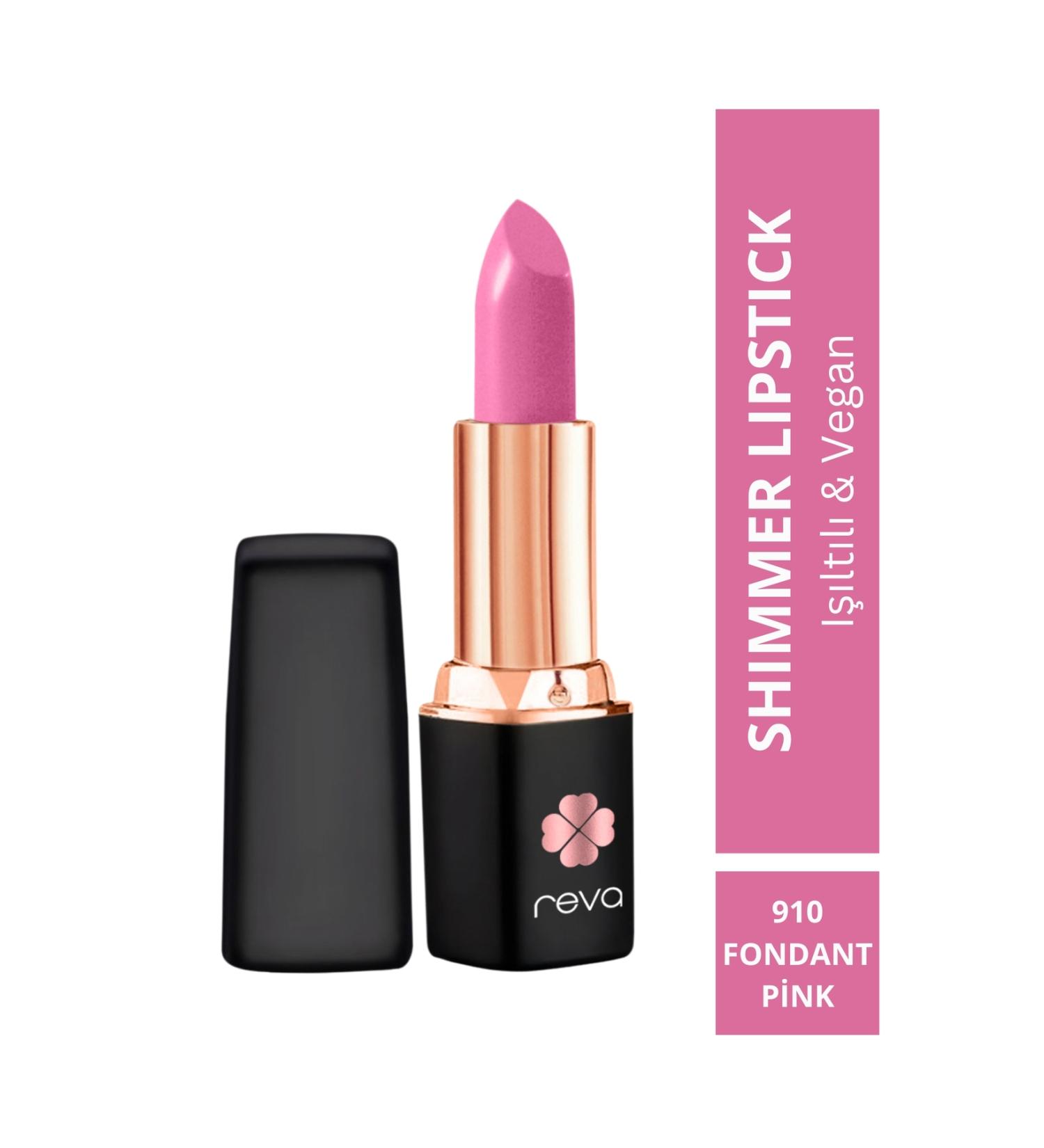 REVA Shimmer Lipstick Fondant Pink - Shimmer Lipstick - 4 gr - No: 910 - Vegan & Clean Content - Buy Online on GoSupps.com
