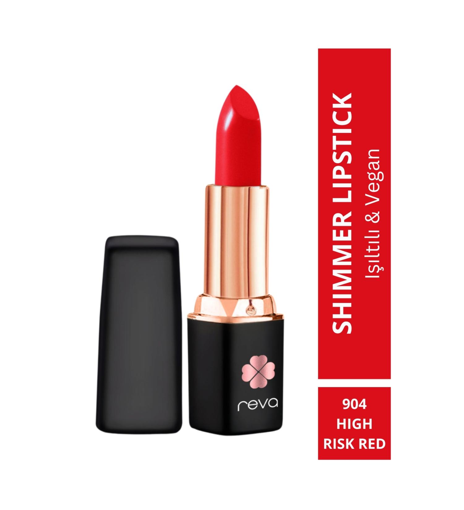 REVA Shimmer Lipstick High Risk Red - Shimmer Lipstick - No: 904 - Vegan & Clean Content - Buy Online on GoSupps.com