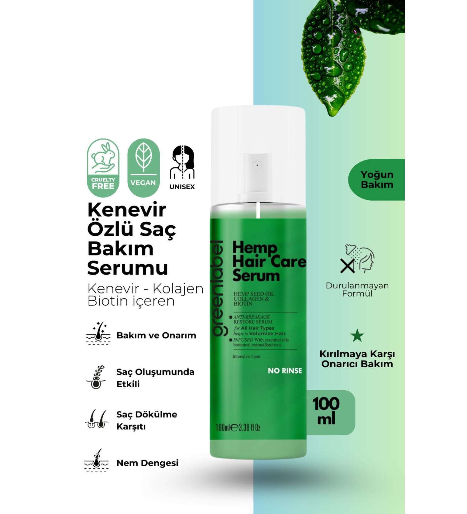 Green Label No-Rinse Serum Formulated with Hemp Oil Hydrolyzed Keratin and Collagen 100 ml - Buy Online on GoSupps.com