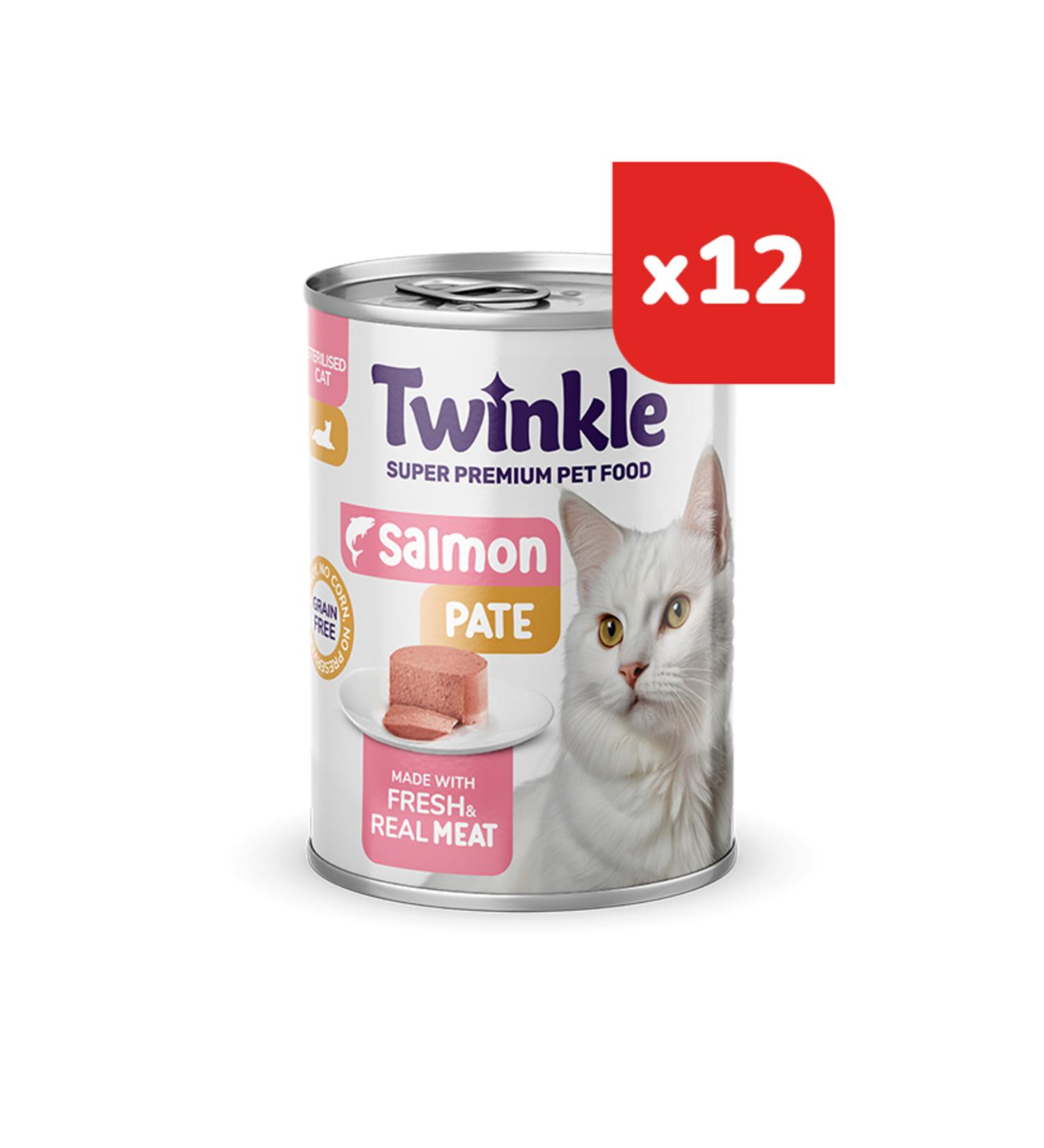 Twinkle Cat & Dog Food Twinkle Salmon Pate Paste Sterilized Cat Food Canned 400 Gr. 12 Pieces