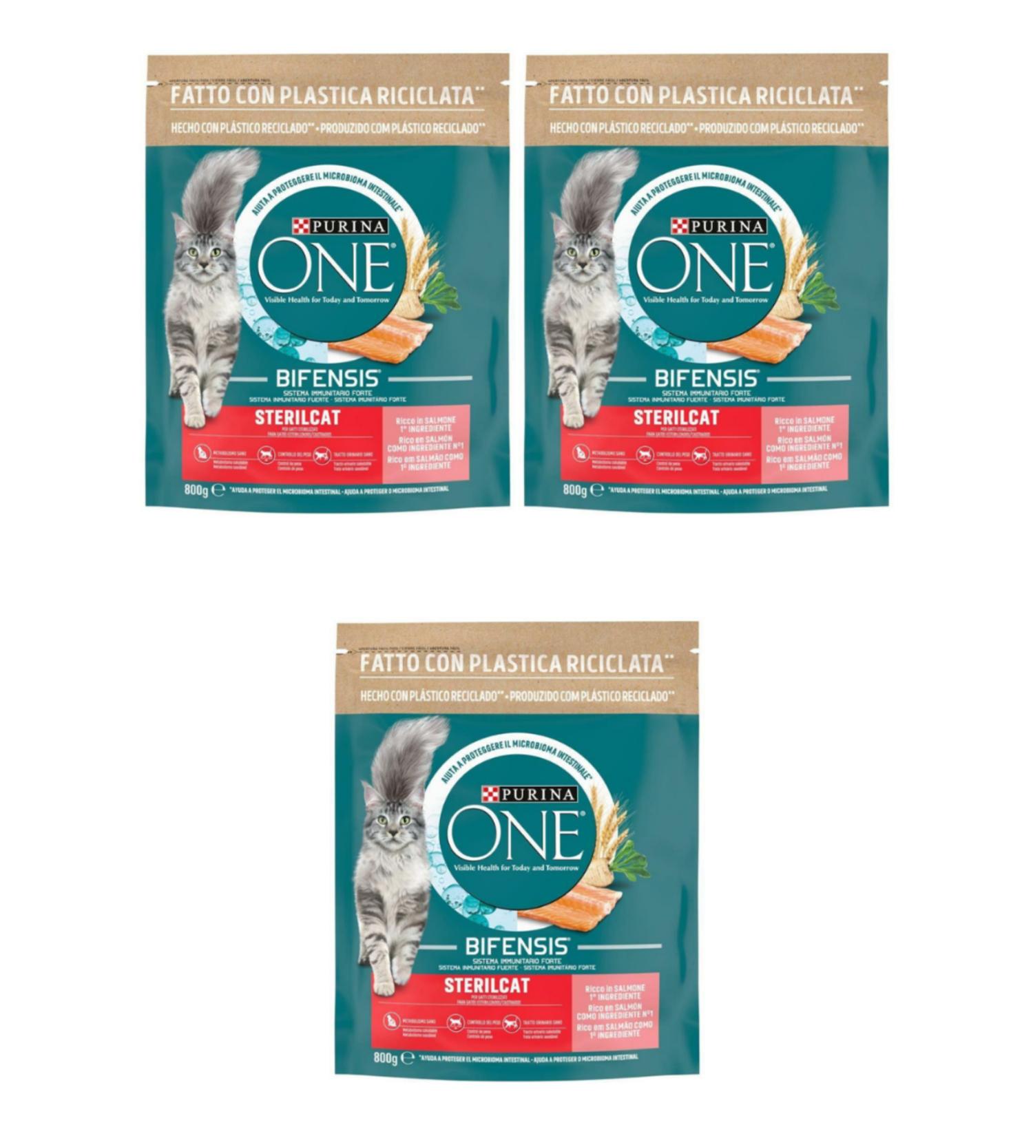 Purina One Sterile Salmon Sterilized Cat Food 800gr - 3 Pieces