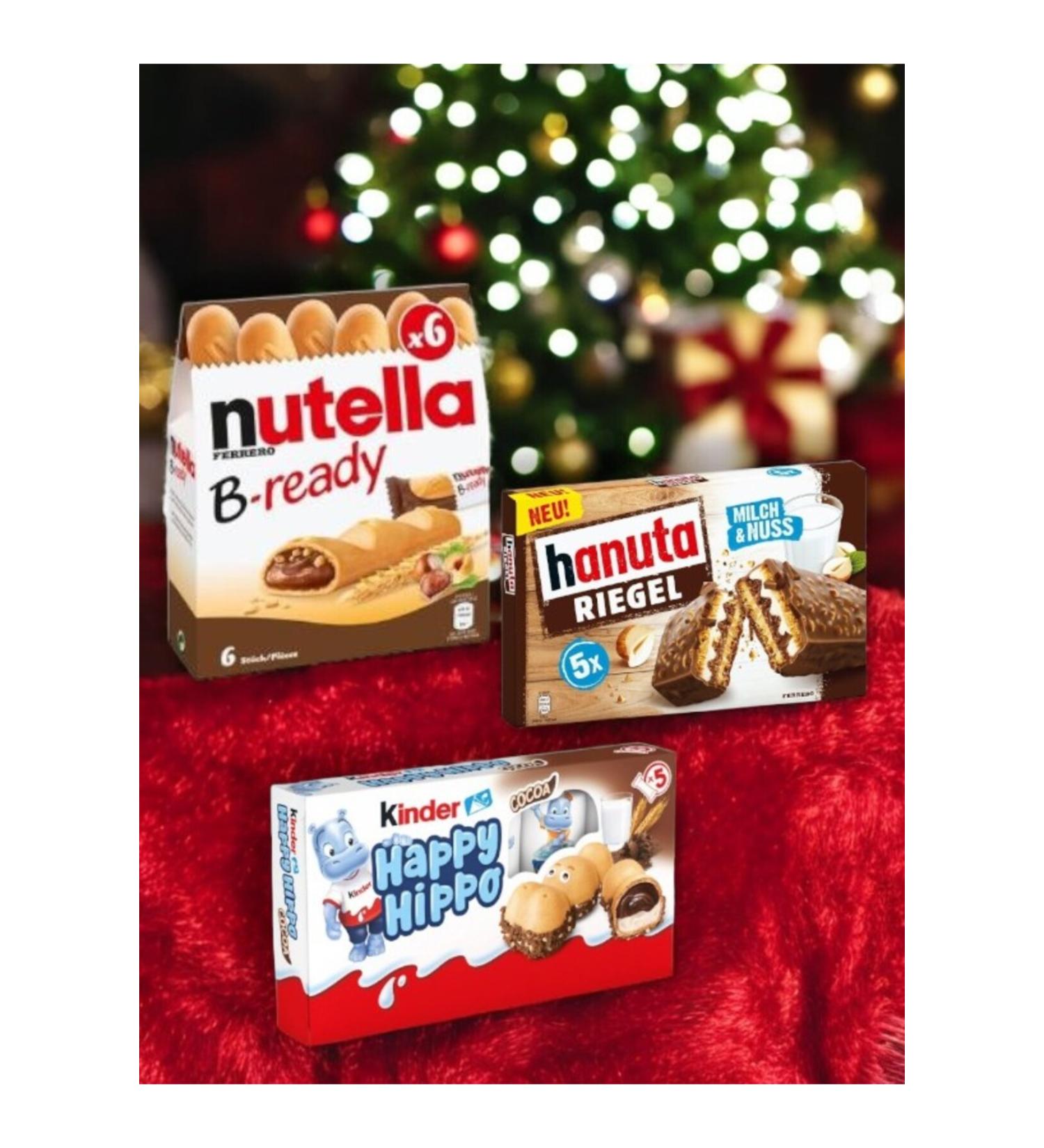 Nutella B-Ready Ferrero Hanuta Riegel & Kinder Happy Hippo 3-Piece Imported New Year Special Package