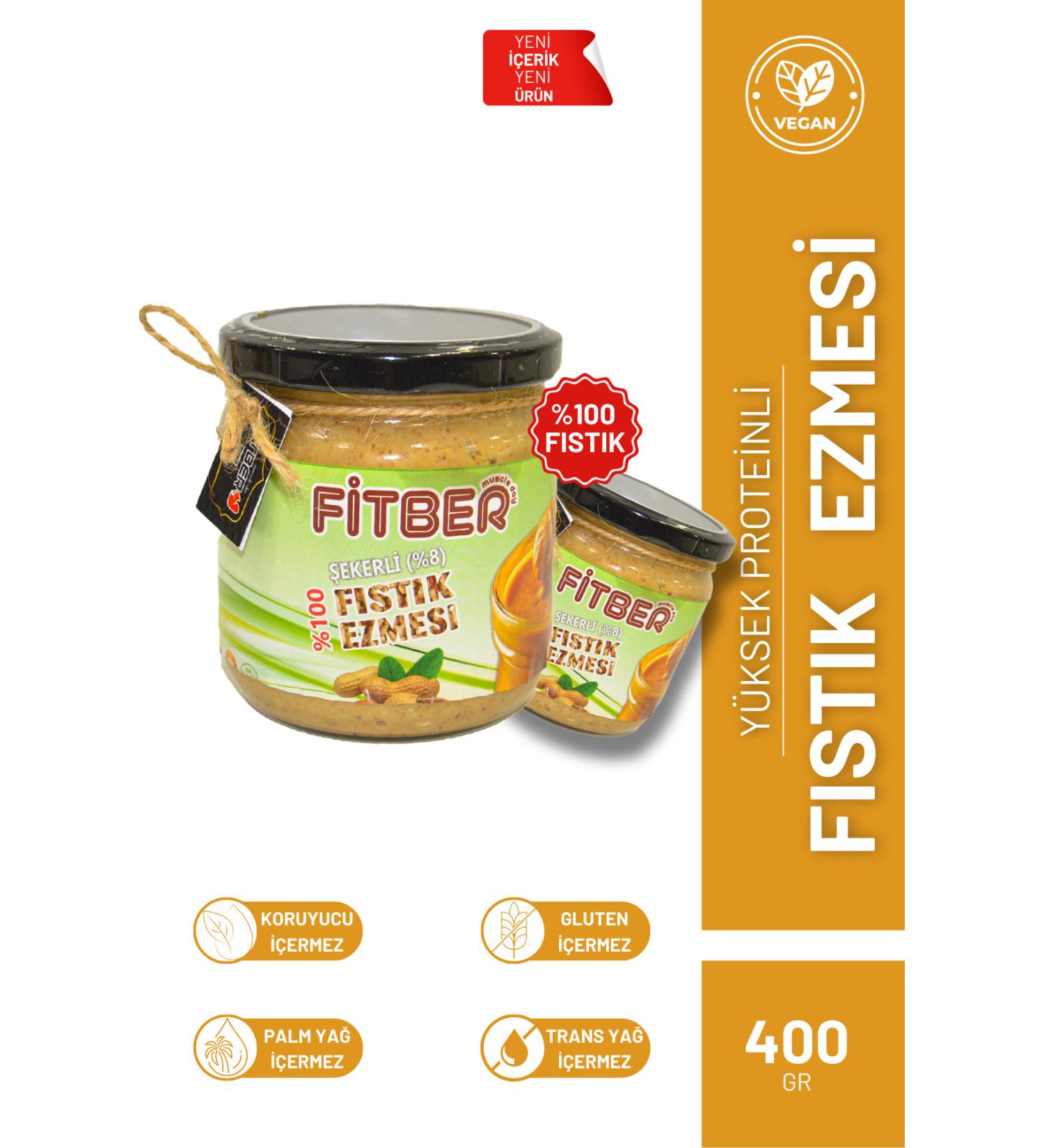 Fitber Muscleday Natural and Additive-Free Large Peanuts Golden Seed Sugary Peanut Butter 400gr