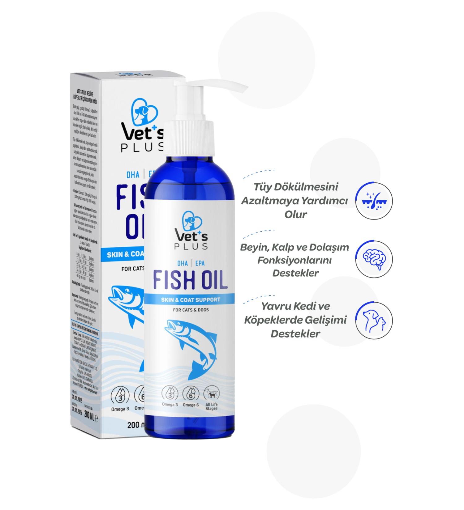Vet's Plus Fish Oil for Cats and Dogs 200ml (FEATHER HEALTH AND APPETITE SUPPORT) - Buy Online on GoSupps.com