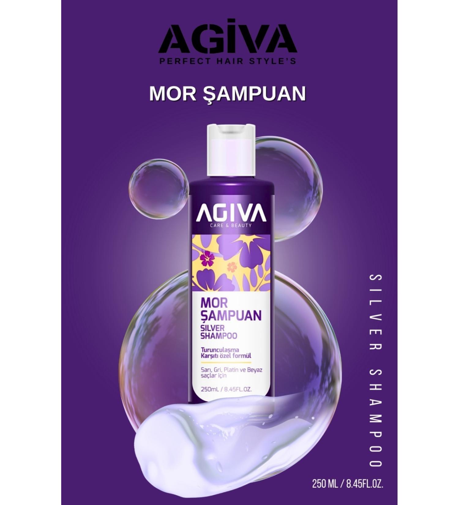 Agiva Silver Shampoo Anti-Orange Purple Shampoo for Blonde Gray White Platinum Hair 250 ml - Buy Online on GoSupps.com
