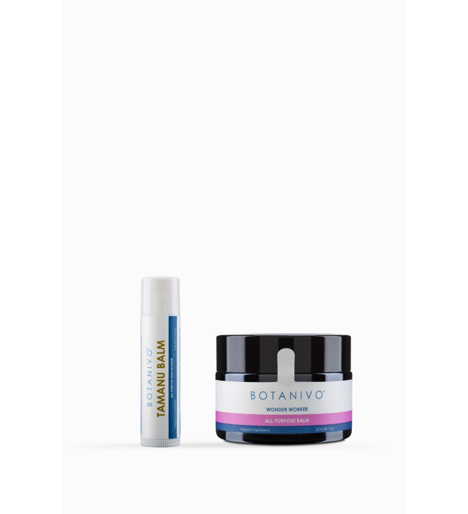 Botanivo Botani-Multi Set | Multi-Purpose Tamanu Balm 5 ml & Multi-Purpose Wonder Balm 30 ml | Organic Content