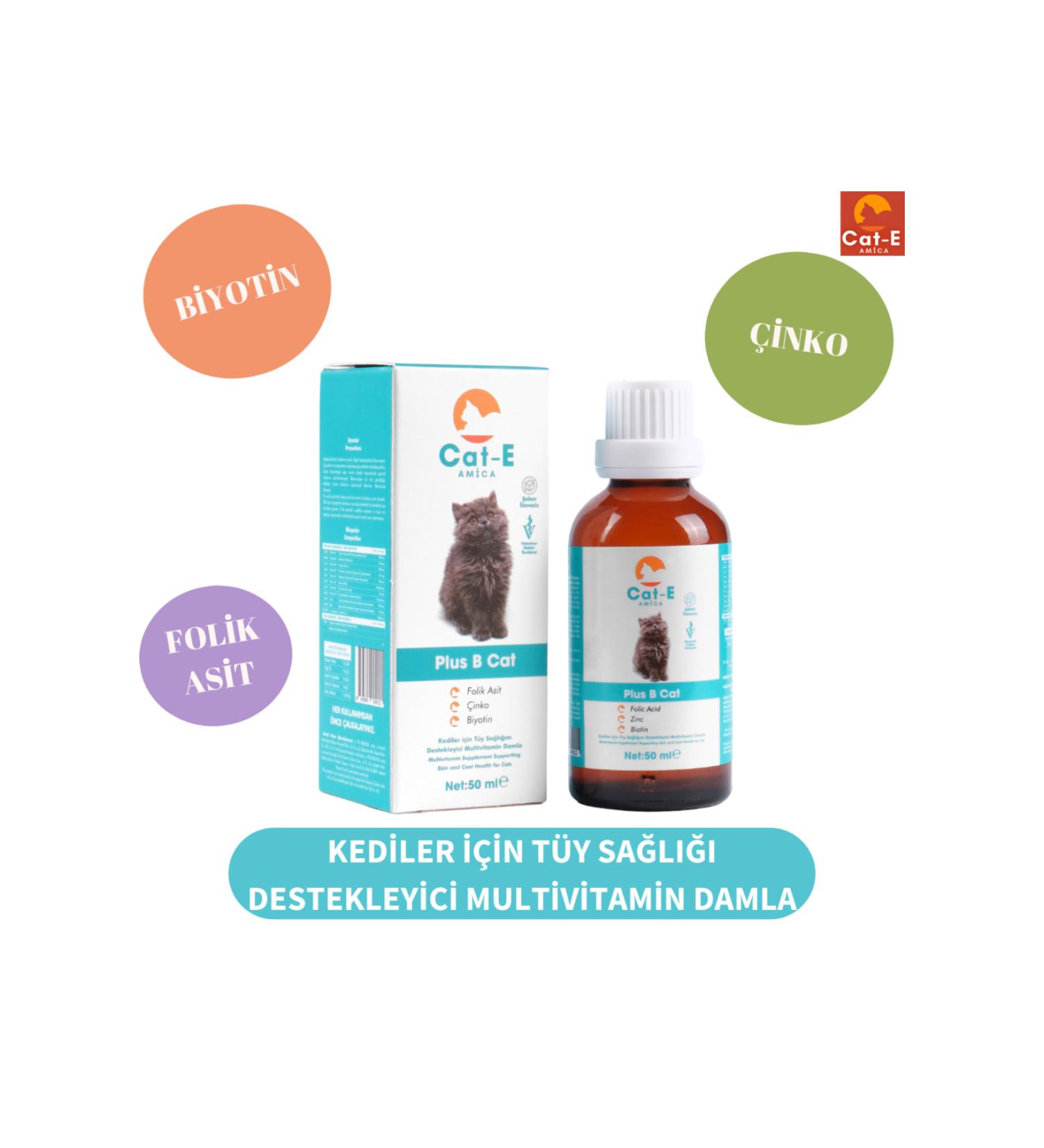 AMICA CAT-E B PLUS MULTIVITAMIN DROPS SUPPORTING HAIR HEALTH FOR CATS