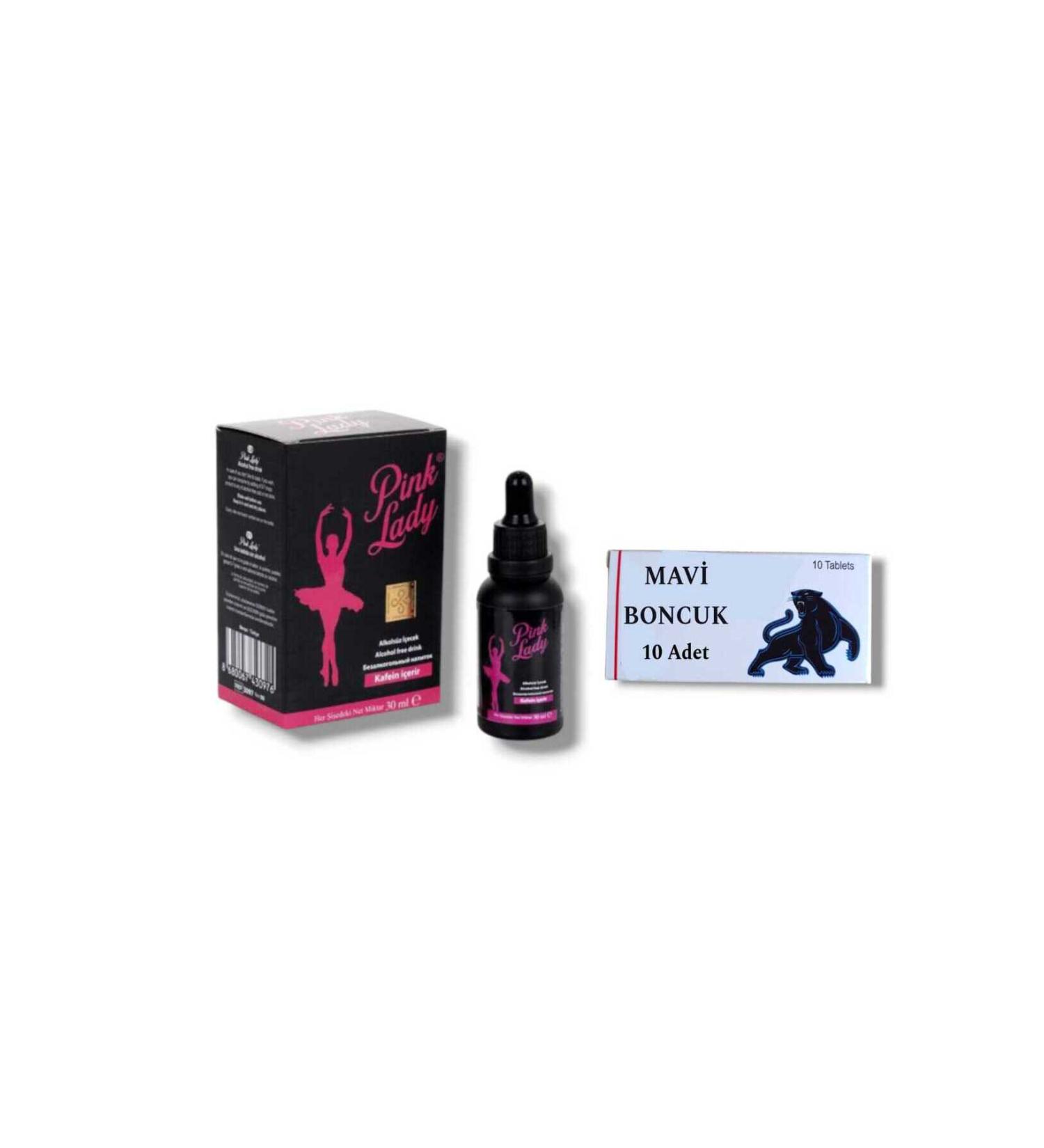 Natural Boost Pink Lady 24 Hour Effective Drops for Women 30 ML + Effective Blue Beads for Men