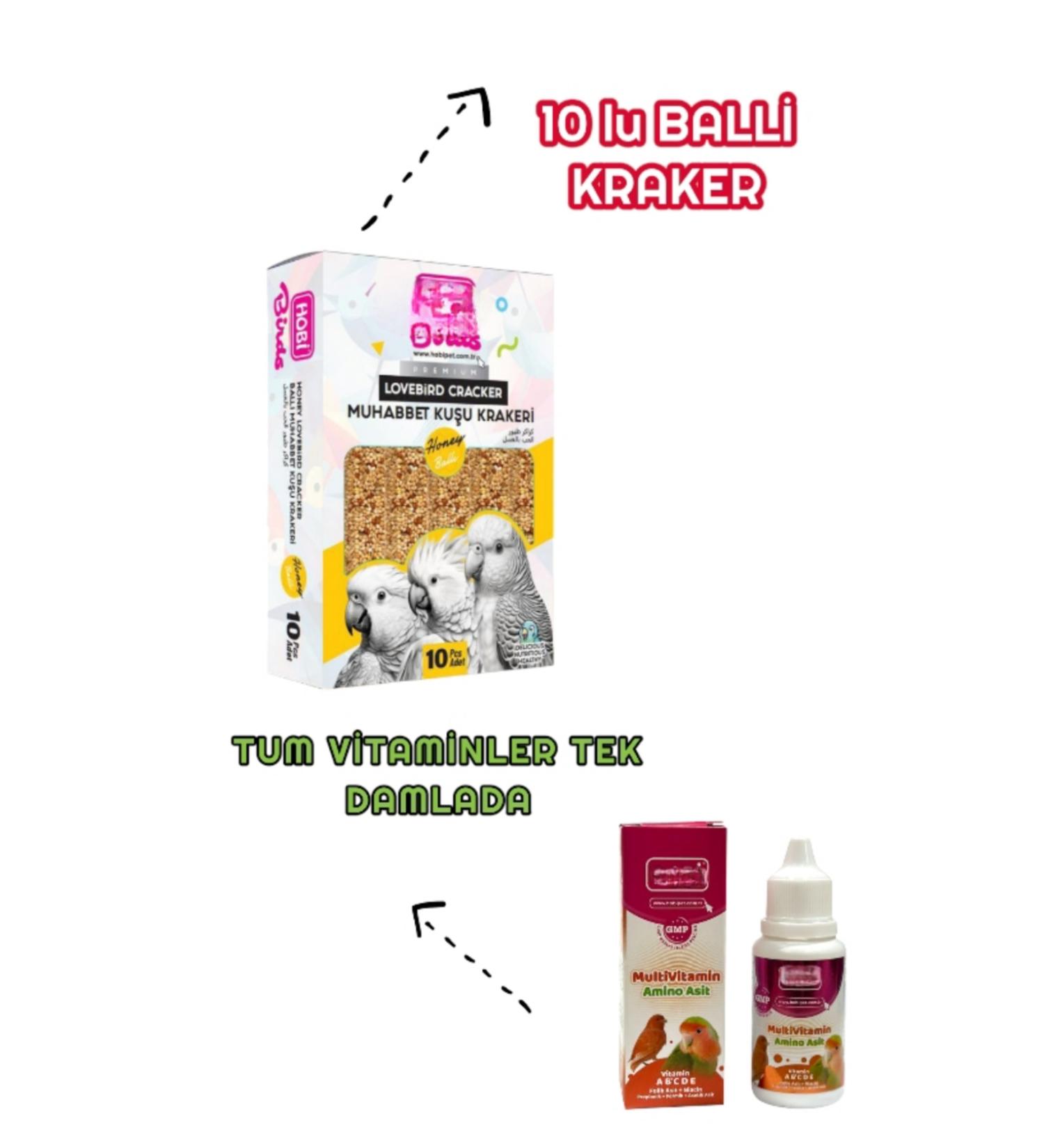 ozzipetshop Budgie Honey Cracker 10 Pieces + Budgie Vitamin