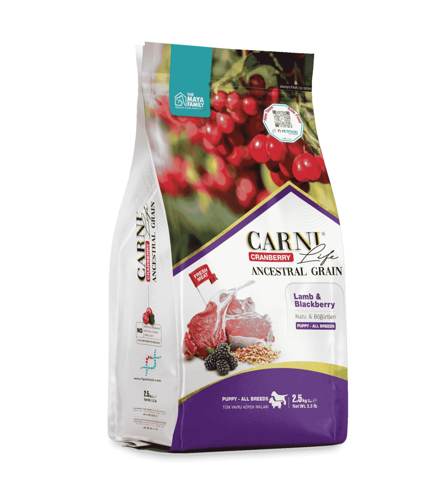 CARNI LIFE PETLOVEBUT K CRANBERRY ANCESTRAL GRAIN DOG LAMB & BLACKBERRY 7KG PUPPY ALL BREEDS