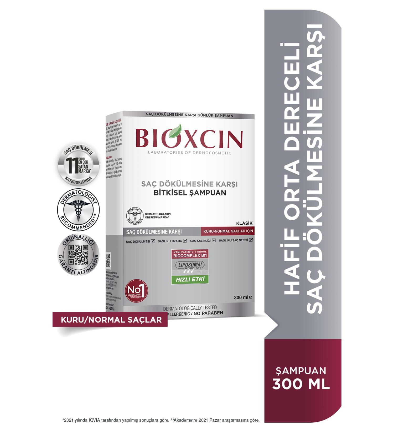 Bioxcin Classic Anti Hair Loss Shampoo For Dry-Normal Hair 300 ml - Buy Online on GoSupps.com