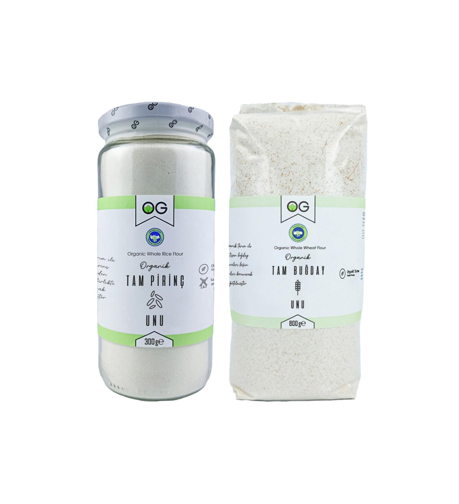 OG natural Organic Whole Rice Flour 300g and Organic Whole Wheat Flour 800g Set