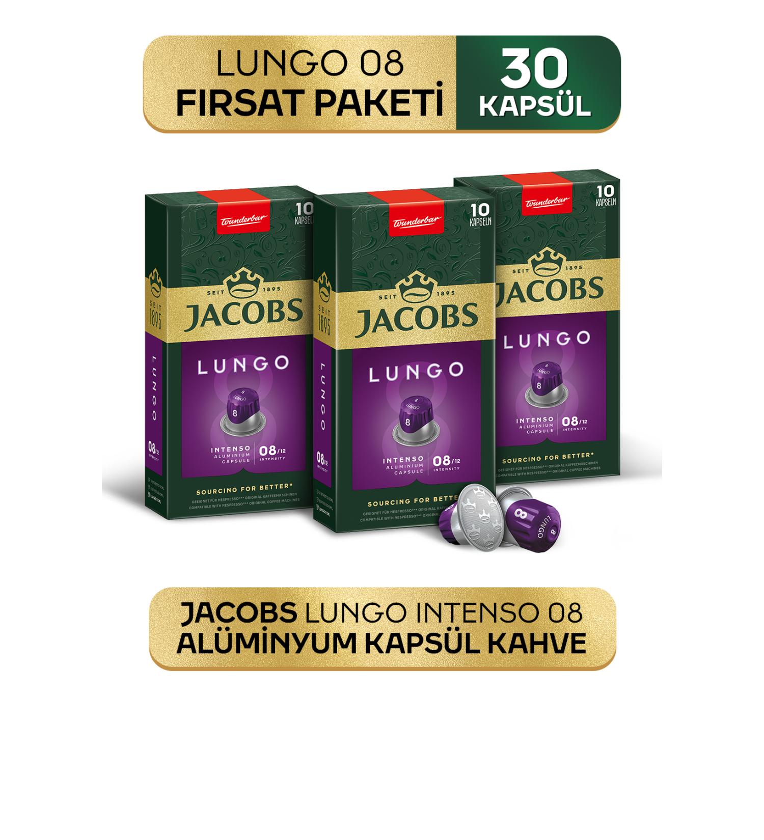 Jacobs Lungo 8 Intenso Nespresso Compatible Aluminum Coffee Capsules 10 Pieces X 3 Packs - Buy Online on GoSupps.com