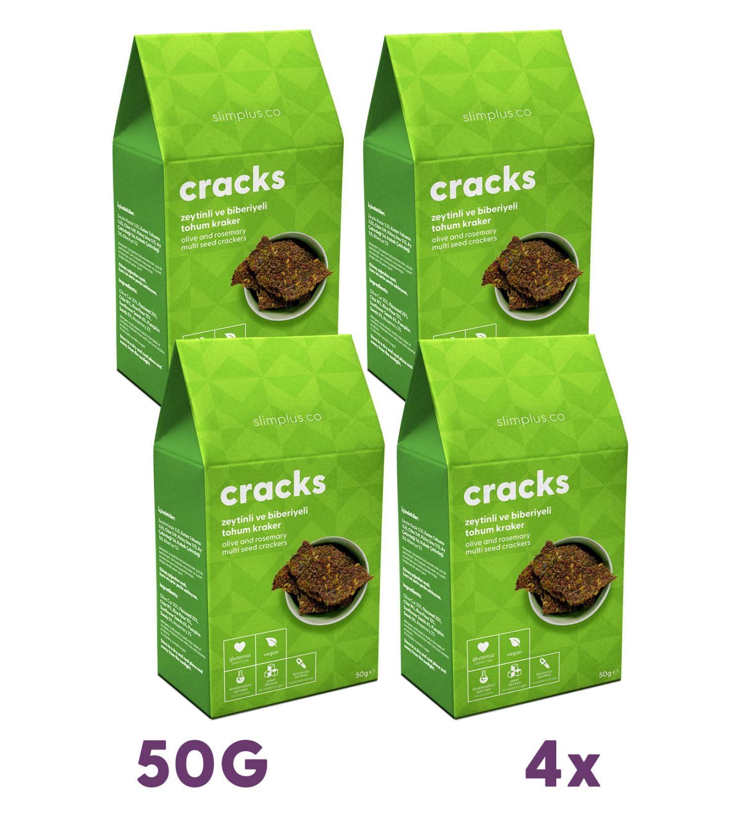 slimplus 4 Pack Olive Rosemary Gluten Free Vegan Seed Cracker Cracks 50gr - Buy Online on GoSupps.com