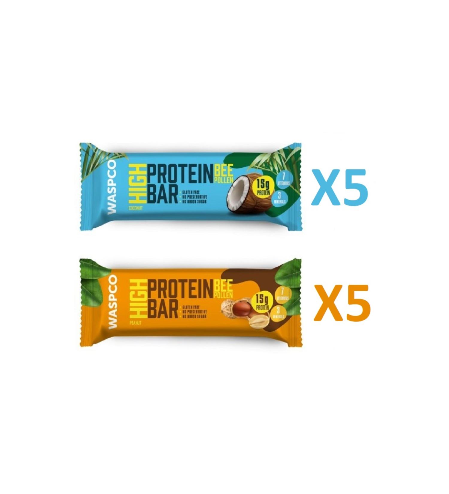 Wasp Co Athlete Protein Bar 50 gr 10 Pieces Peanut and Coconut