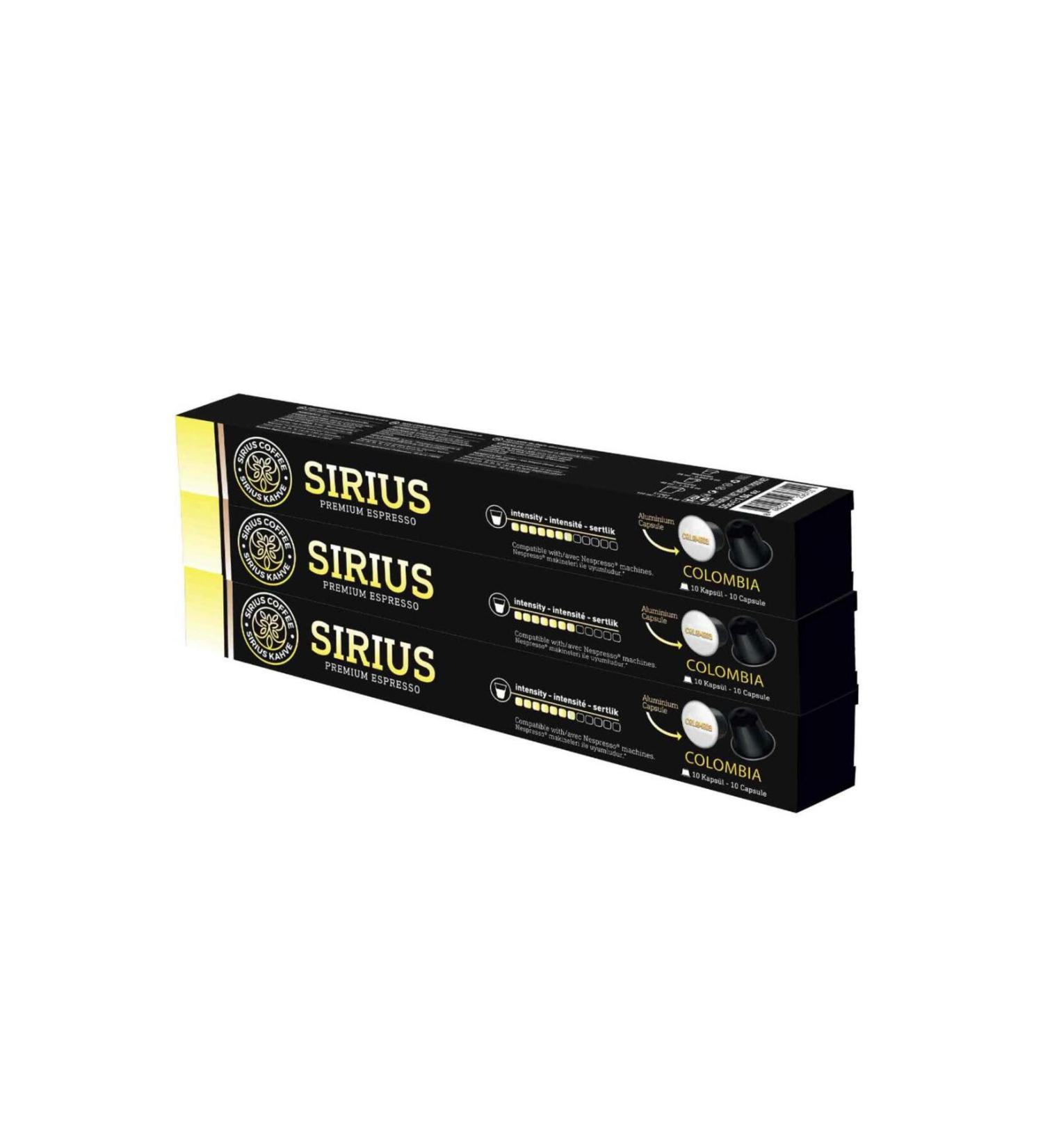 Sirius Coffee Sirius Nespresso Compatible Single Origin Capsule Coffee 7 Colombia Set of 3 (30 Capsules) - Buy Online on GoSupps.com