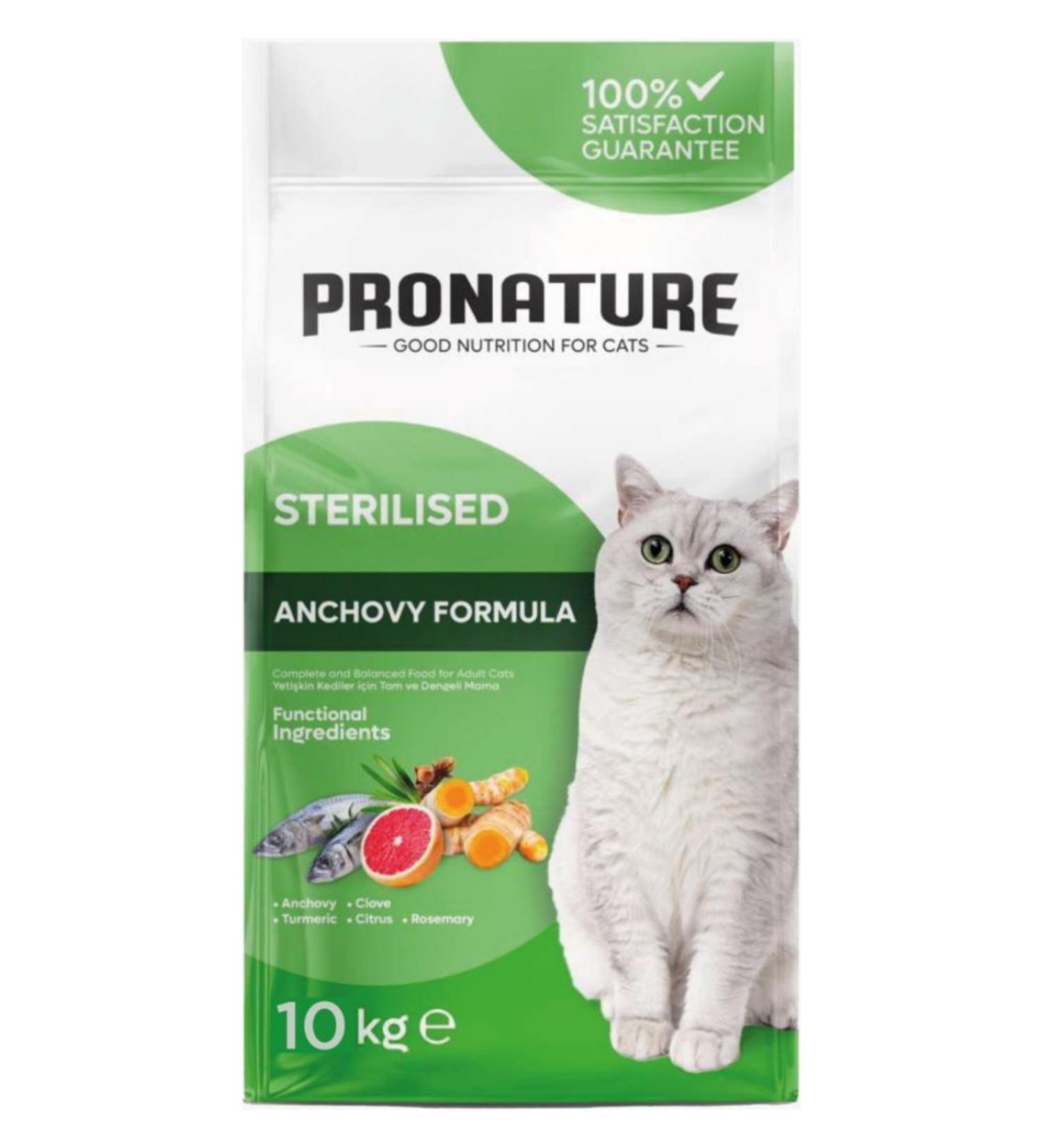 pronature Adult Sterilized Anchovy Neutered Cat Food 10 Kg