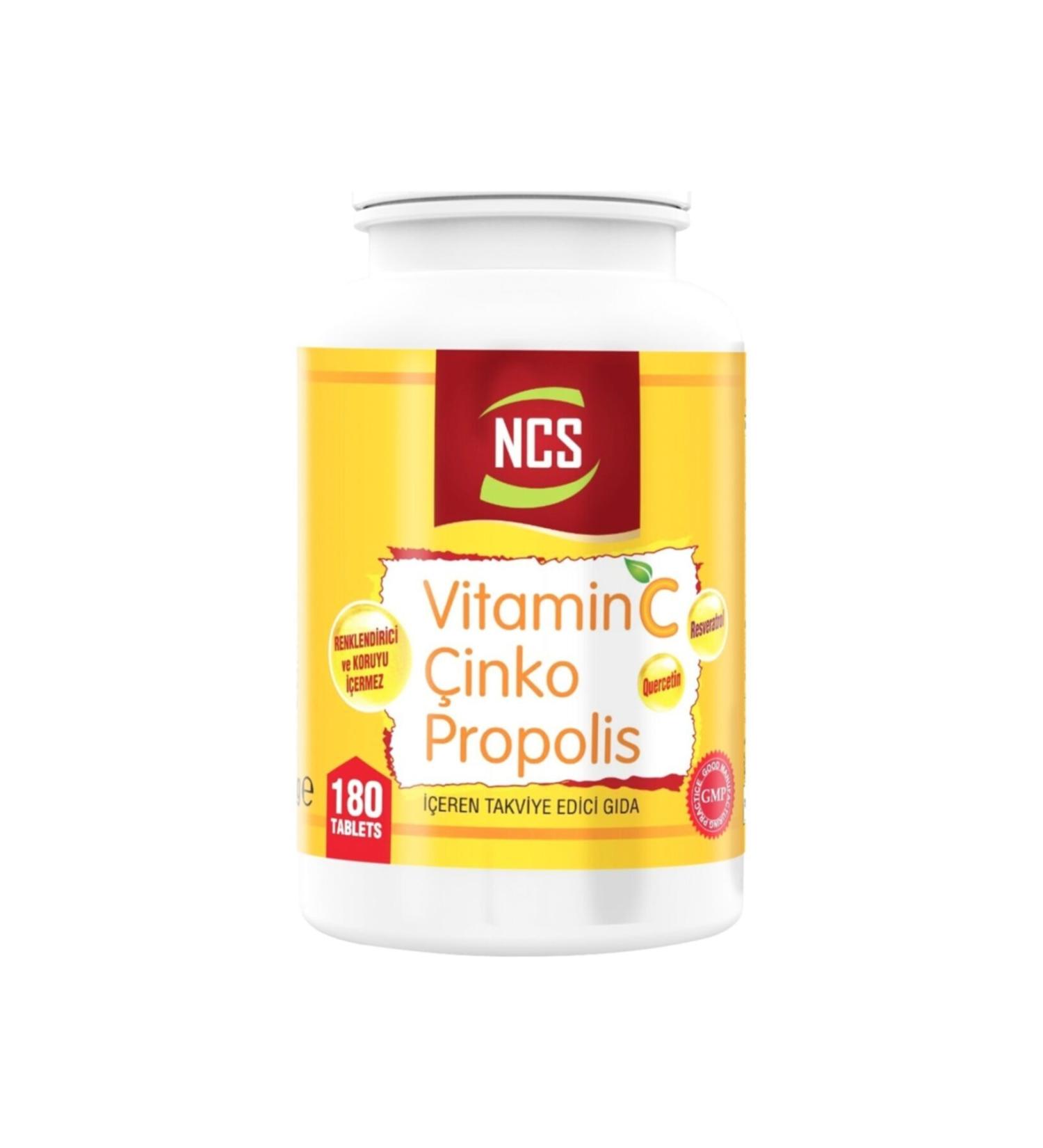 Ncs Vitamin C Zinc Propolis Vitamin D Quercetin Resveratrol 180 Tablets