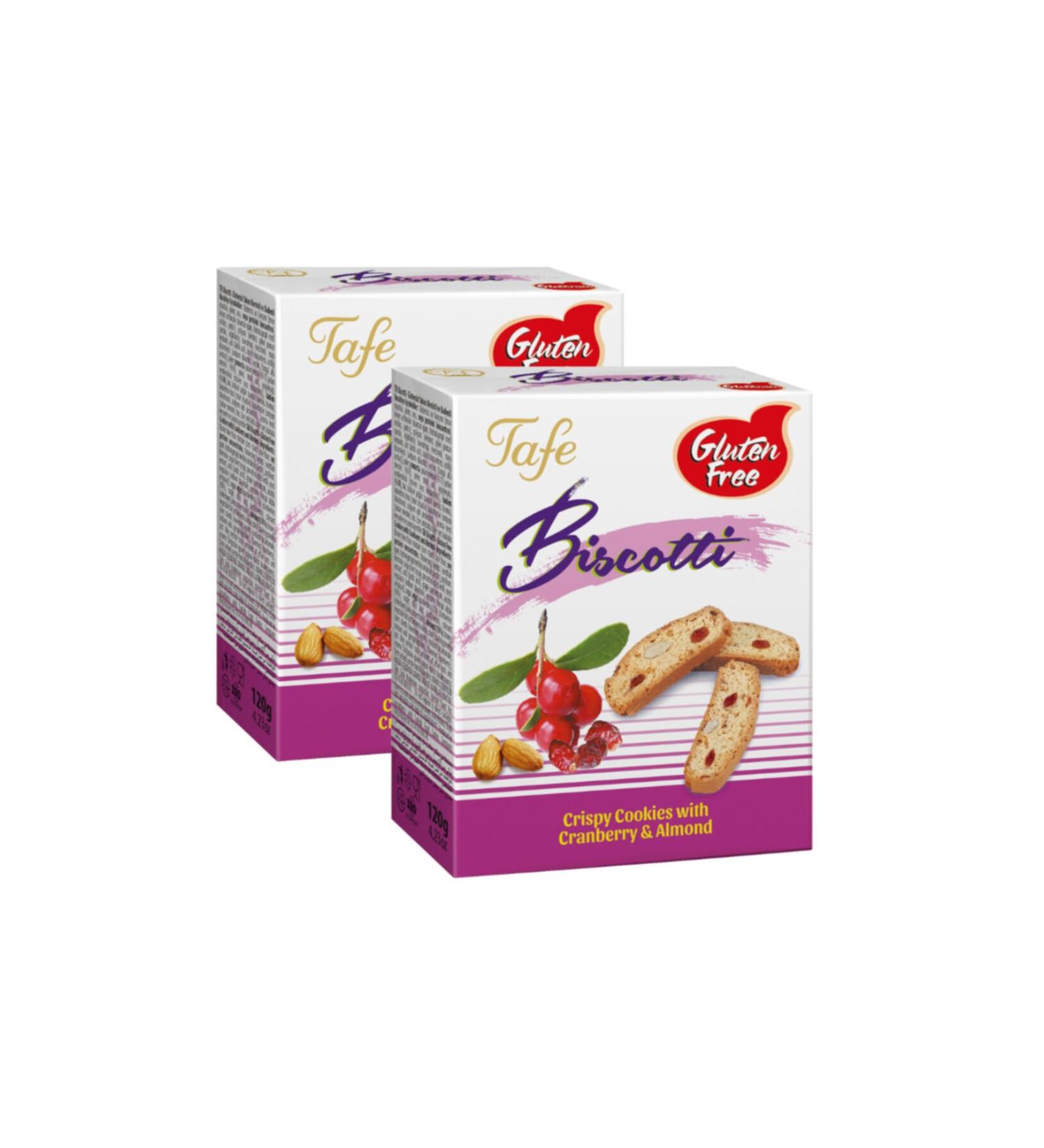 TAFE Biscotti Blueberry and Almond Crunchy Cookies - gluten free 120gr x 2 Pieces