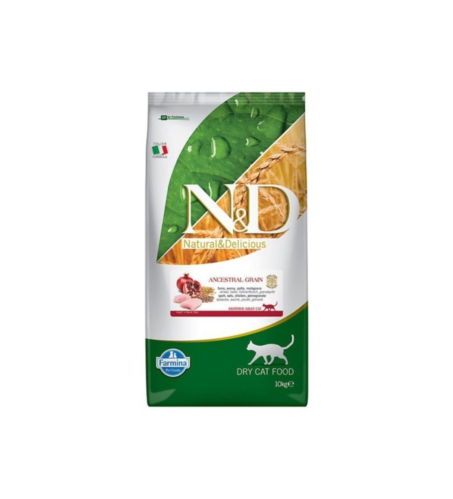 N & D Low Grain Chicken & Pomegranate Sterilized Cat Food 10 Kg