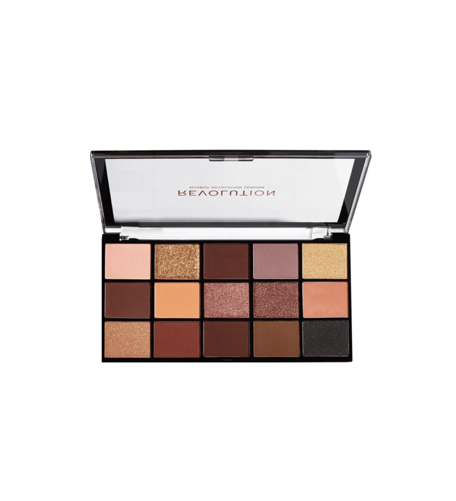 Revolution 15 Different Color Eyeshadow Palette - Burgundy & Nude Shades Eyeshadow Palette