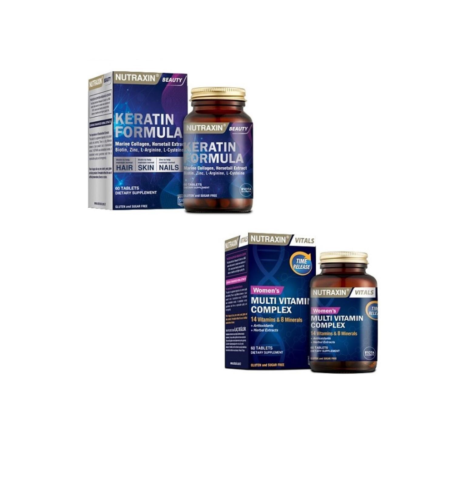 Nutraxin Keratin Formula 60 T Multivitamin Mineral Complex Women
