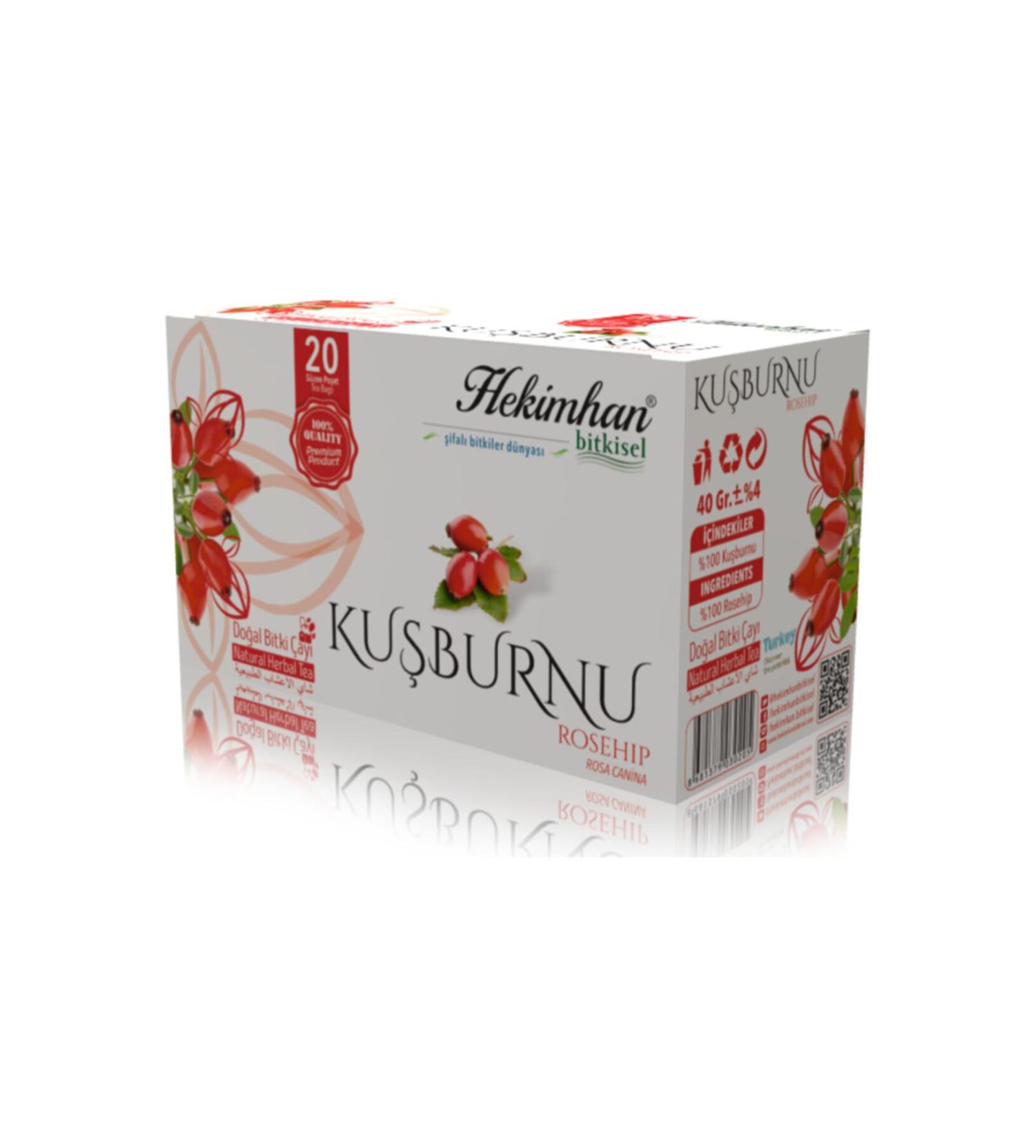 Hekimhan Rosehip 20 Filtering Tea Bags Herbal Tea Bag Brewed Herbal Tea