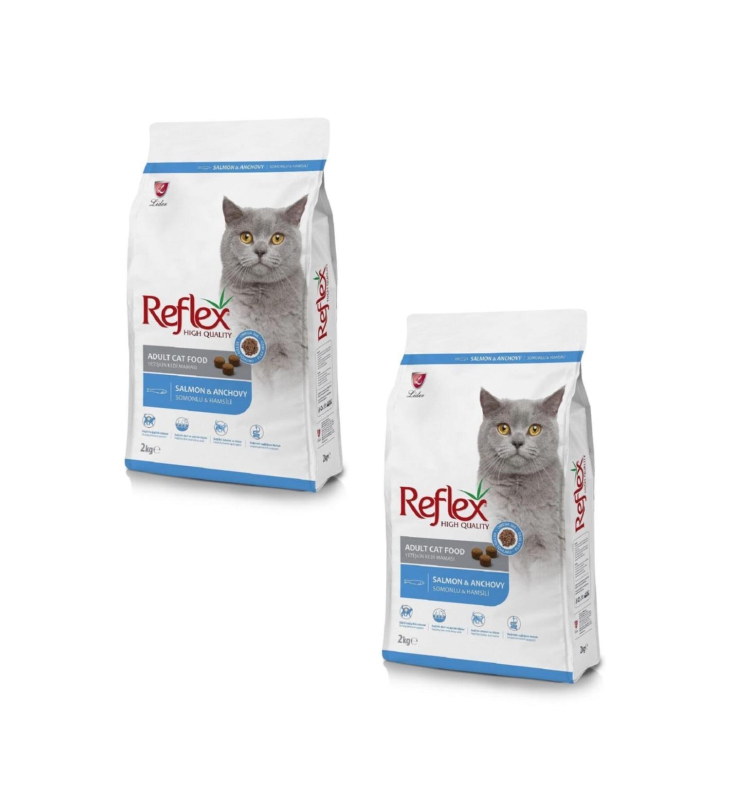 Reflex Salmon Anchovy Adult Cat Food with Salmon and Anchovy 2 Kg (2 Pieces)