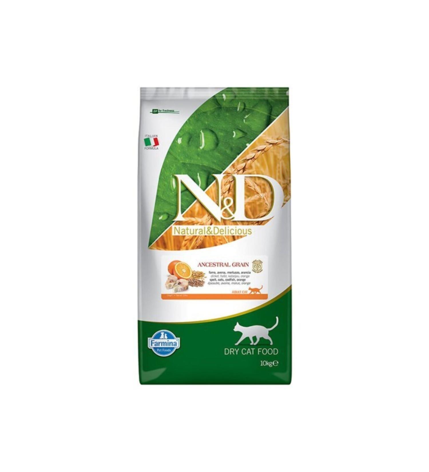 N & D Low Grain Cod Fish & Orange Cat Food 10 Kg