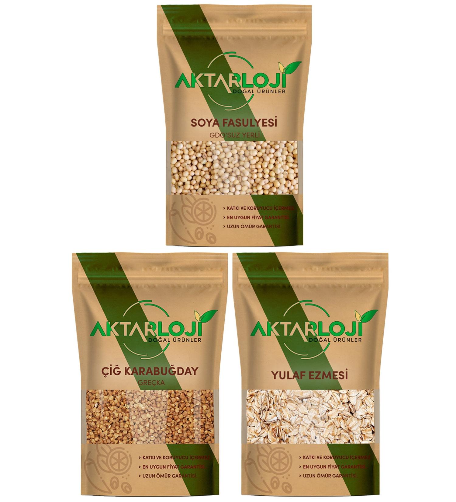 Aktarloji Athlete Package 2 Oatmeal 1 Kg + Buckwheat Grain 400 Gr + Soybean Grain 400 Gr
