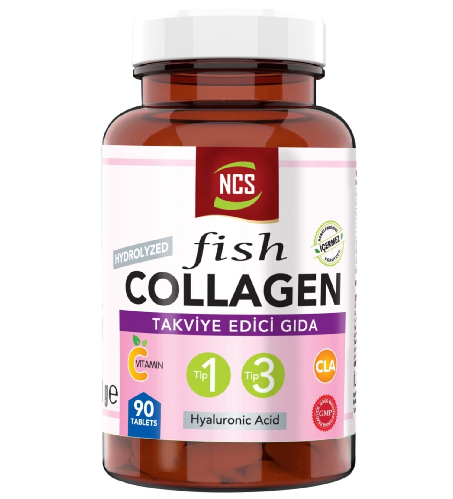 Ncs Type 1-3 Collagen Copper Hyaluronic Acid Fish Collagen Cla Biotin 90 Tablets