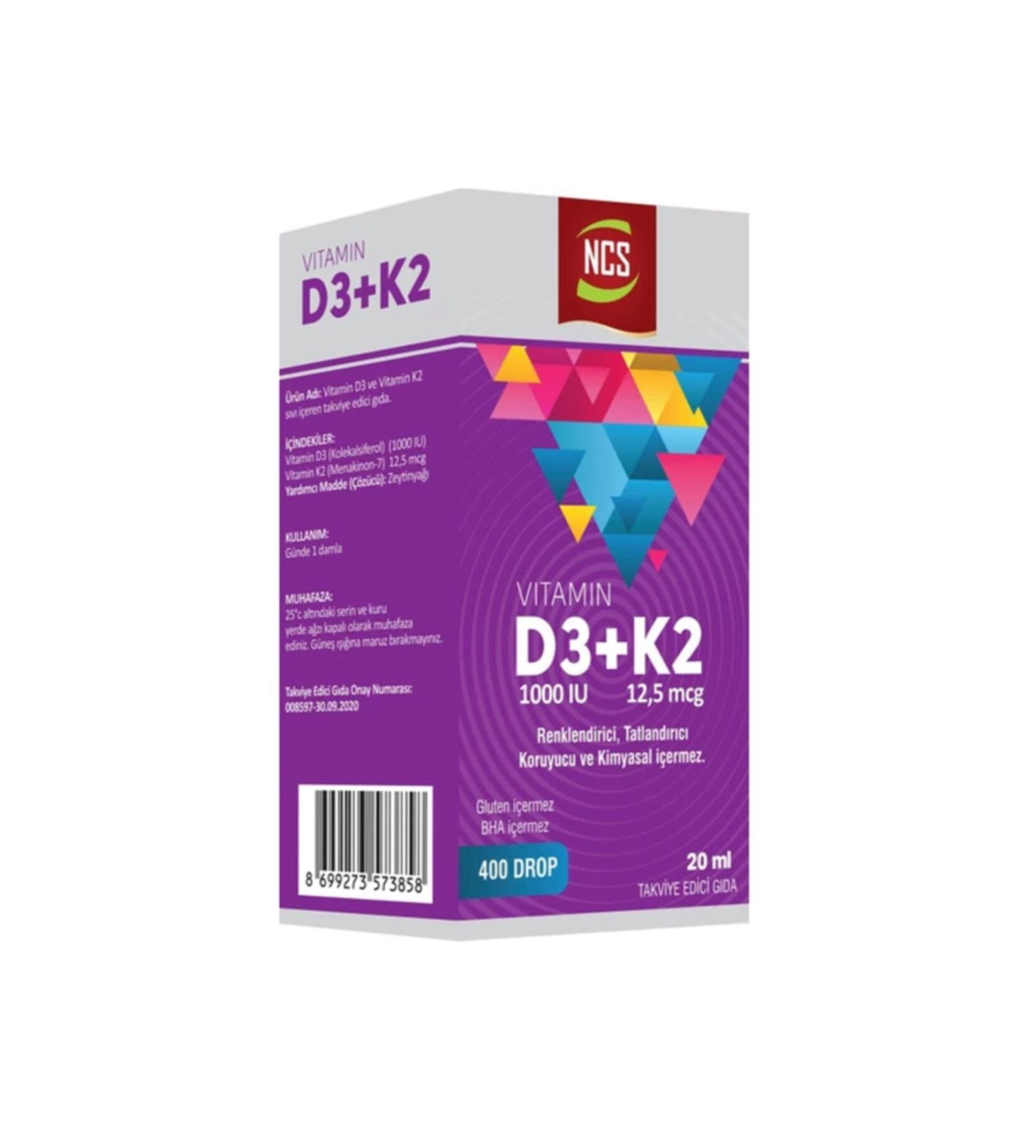 Ncs Vitamin D3 1000 Iu K2 12.5 Mcg 20 Ml Drops