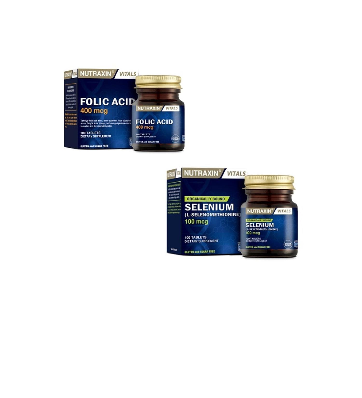 Nutraxin 400 Mcg Folic Acid Selenium in Selenomethionine Form 100 Mcg