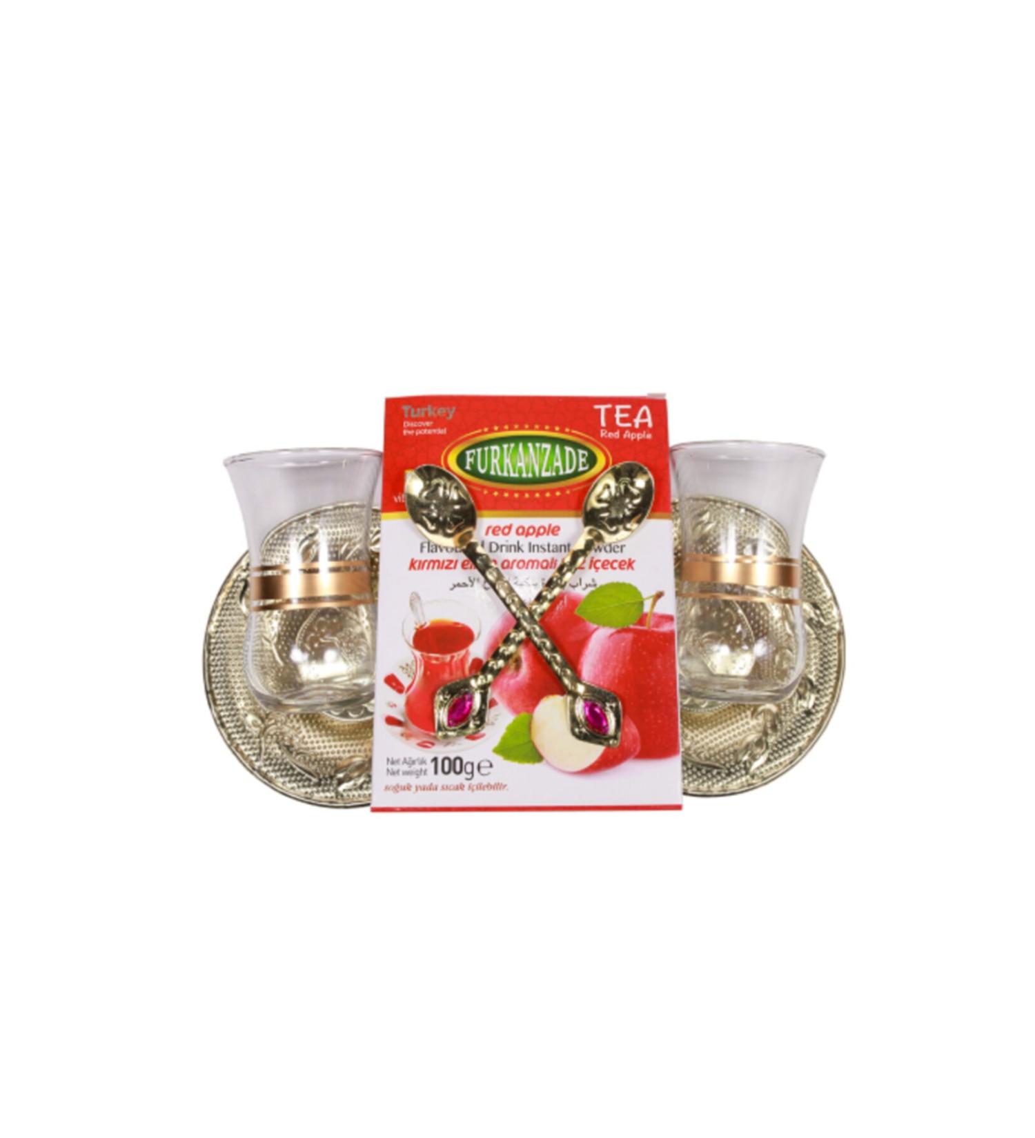 Furkanzade Red Apple Tea Set with Glass 100 gr