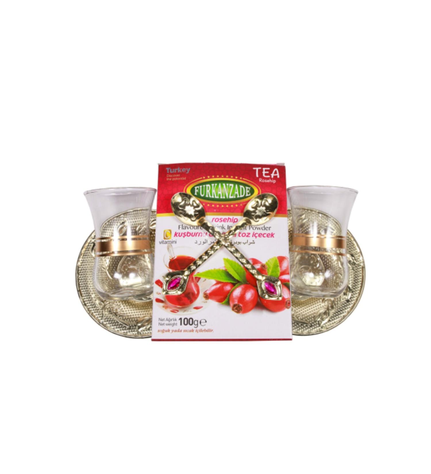 Furkanzade 100gr Rosehip Tea Set in Glass
