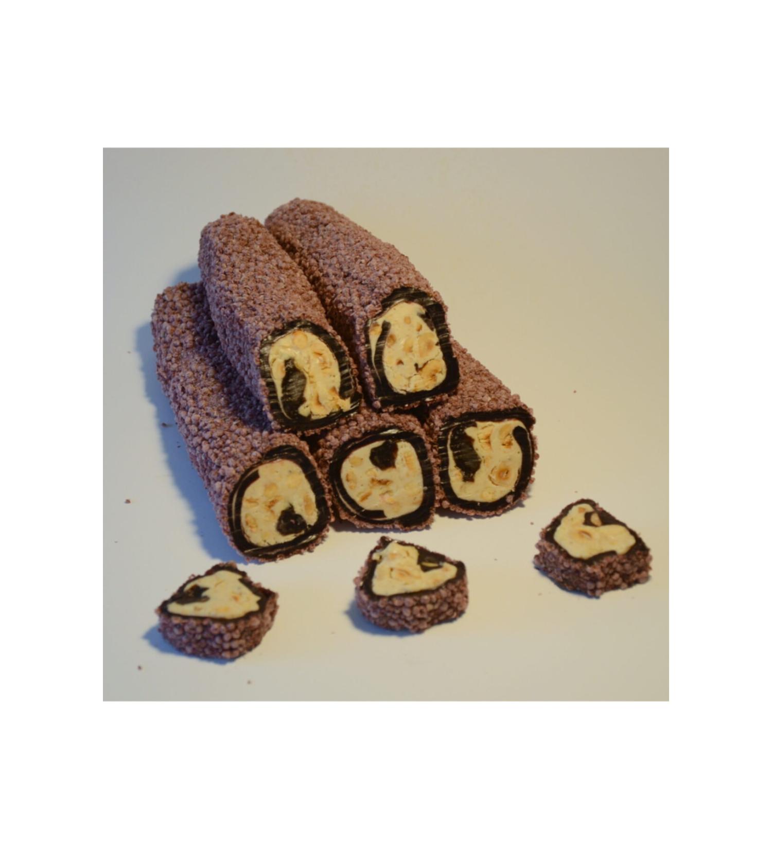 ekerci Caferzade Blackberry Flavored Almond and Hazelnut Cream Wrapped Turkish Delight 500 gr