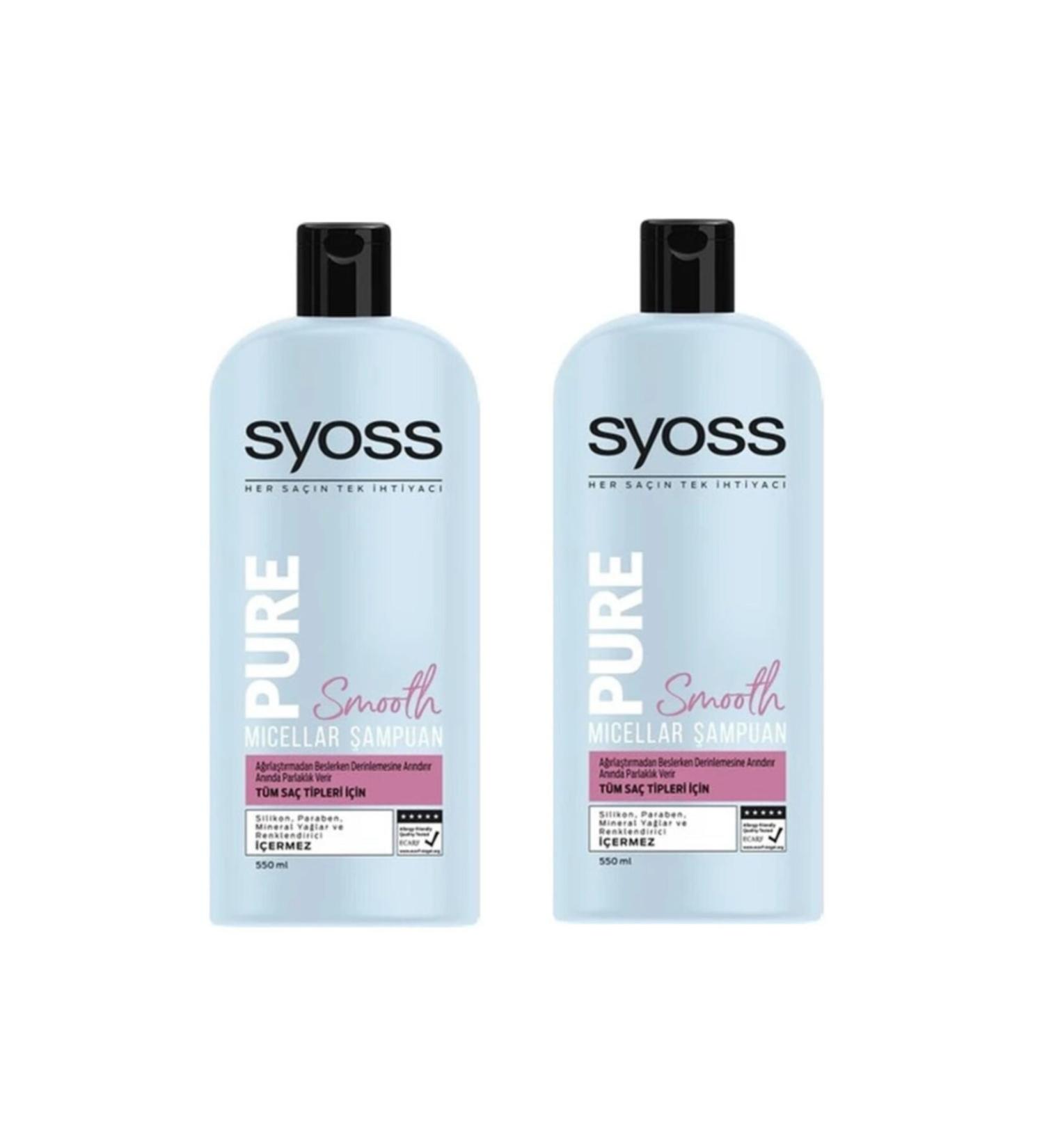 Syoss Pure Smooth Micellar Shampoo 550 Ml X 2 Pieces