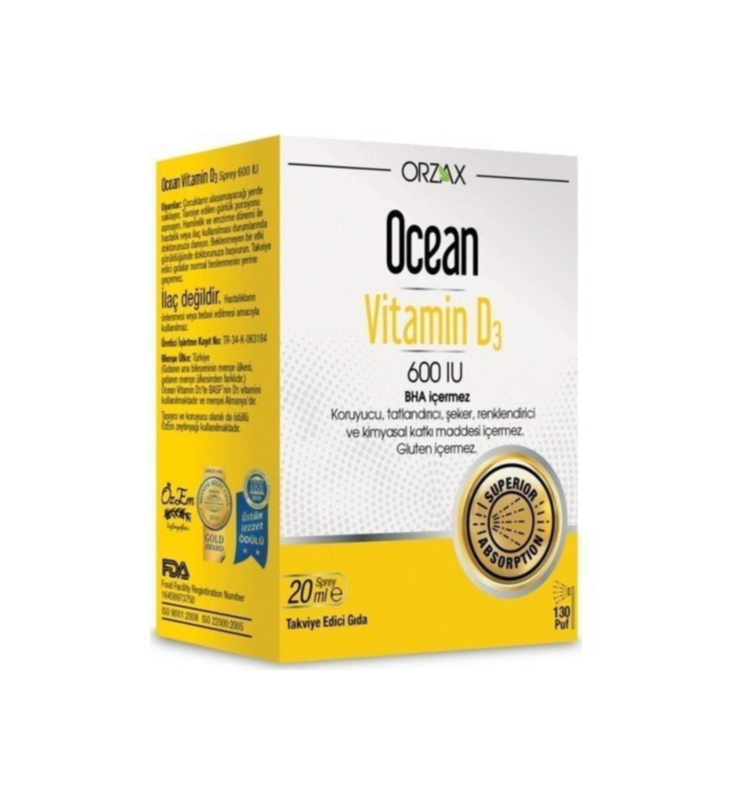 Ocean Vitamin D3 600iu Spray 20ml