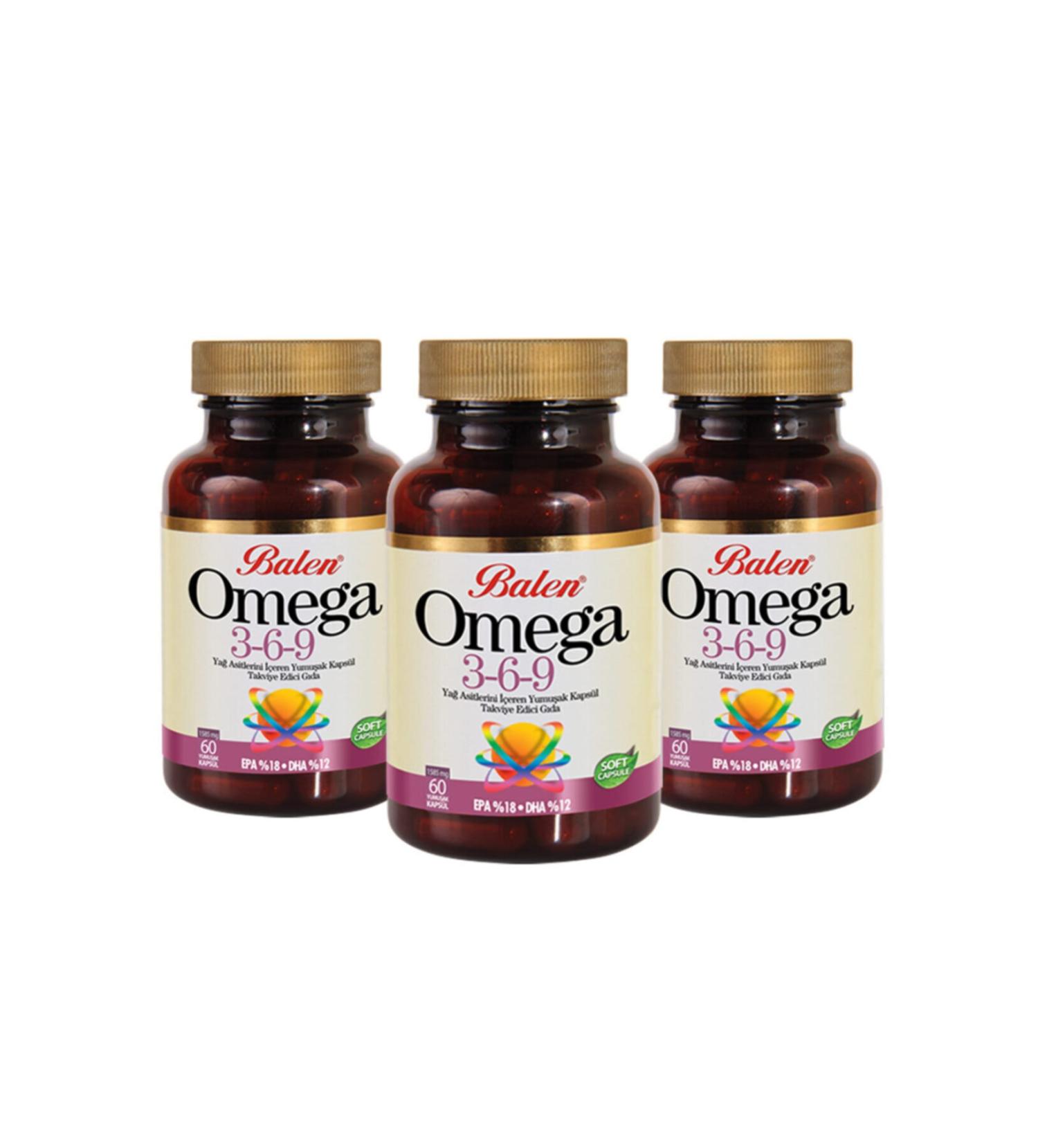 Balen Omega 3 6 9 Softgels - 60 Capsules - 3 Capsules
