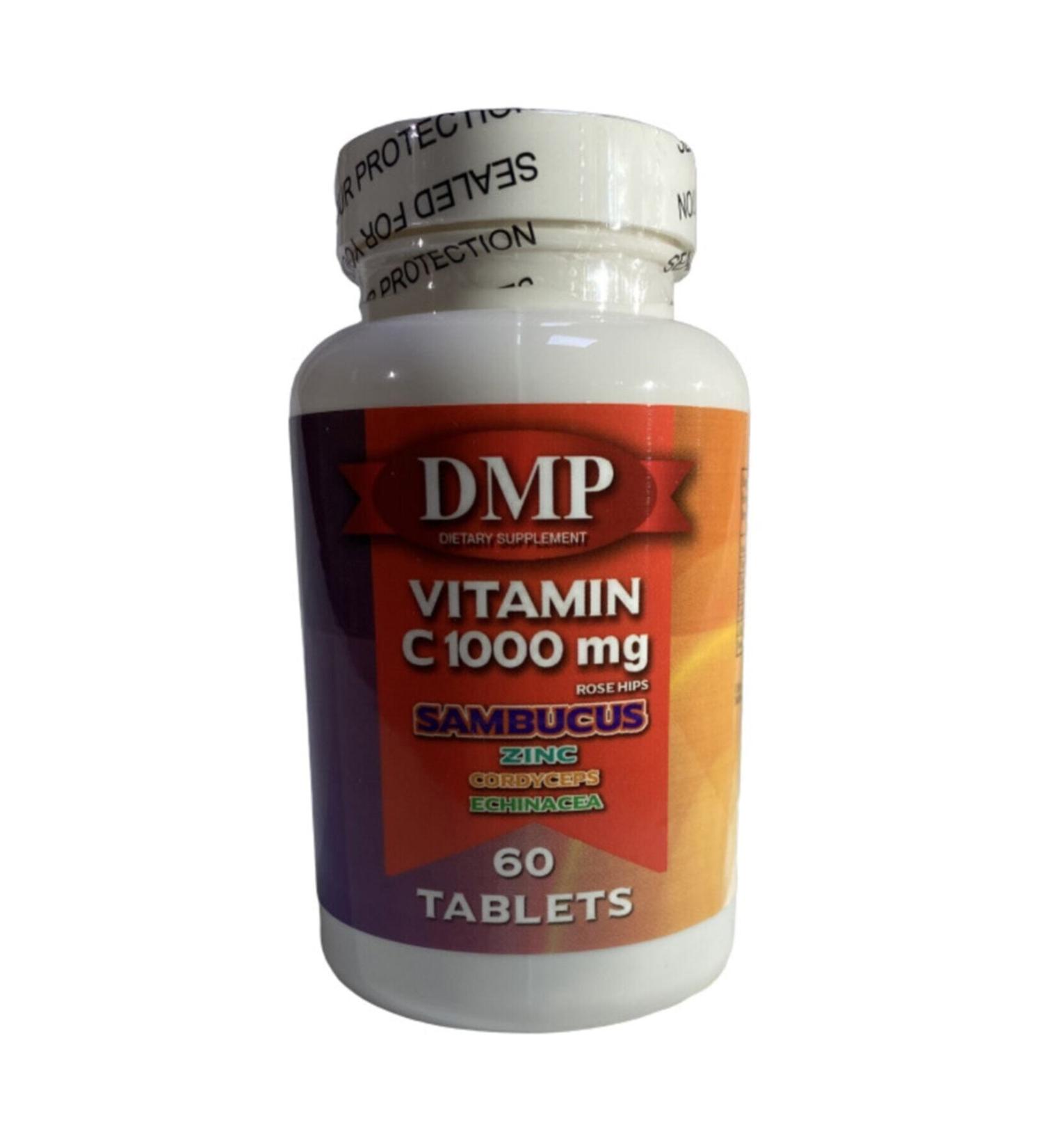 DMP Vitamin C 1000 Mg Zinc Black Elderberry Cordyceps Echinacea 60 Tablets Vitamin C