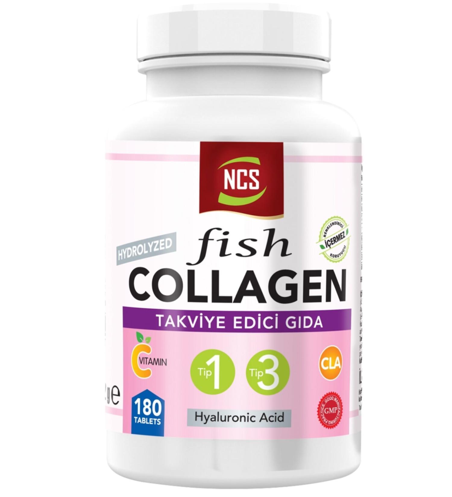 Ncs Type 1-3 Fish Collagen Cla Hyaluronic Acid Vitamin C 180 Tablets
