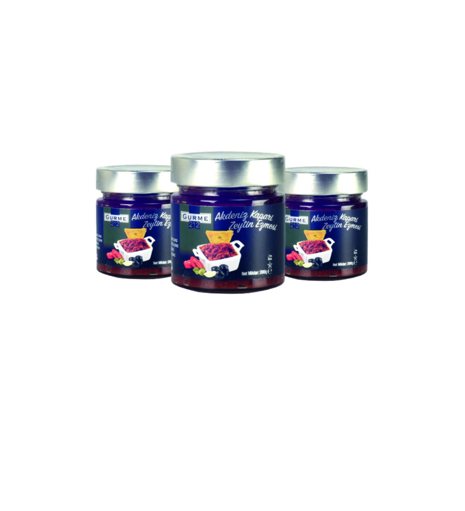 Gurme212 Black Olives + Caper Paste for Spreading (3 Pieces X 255cc)