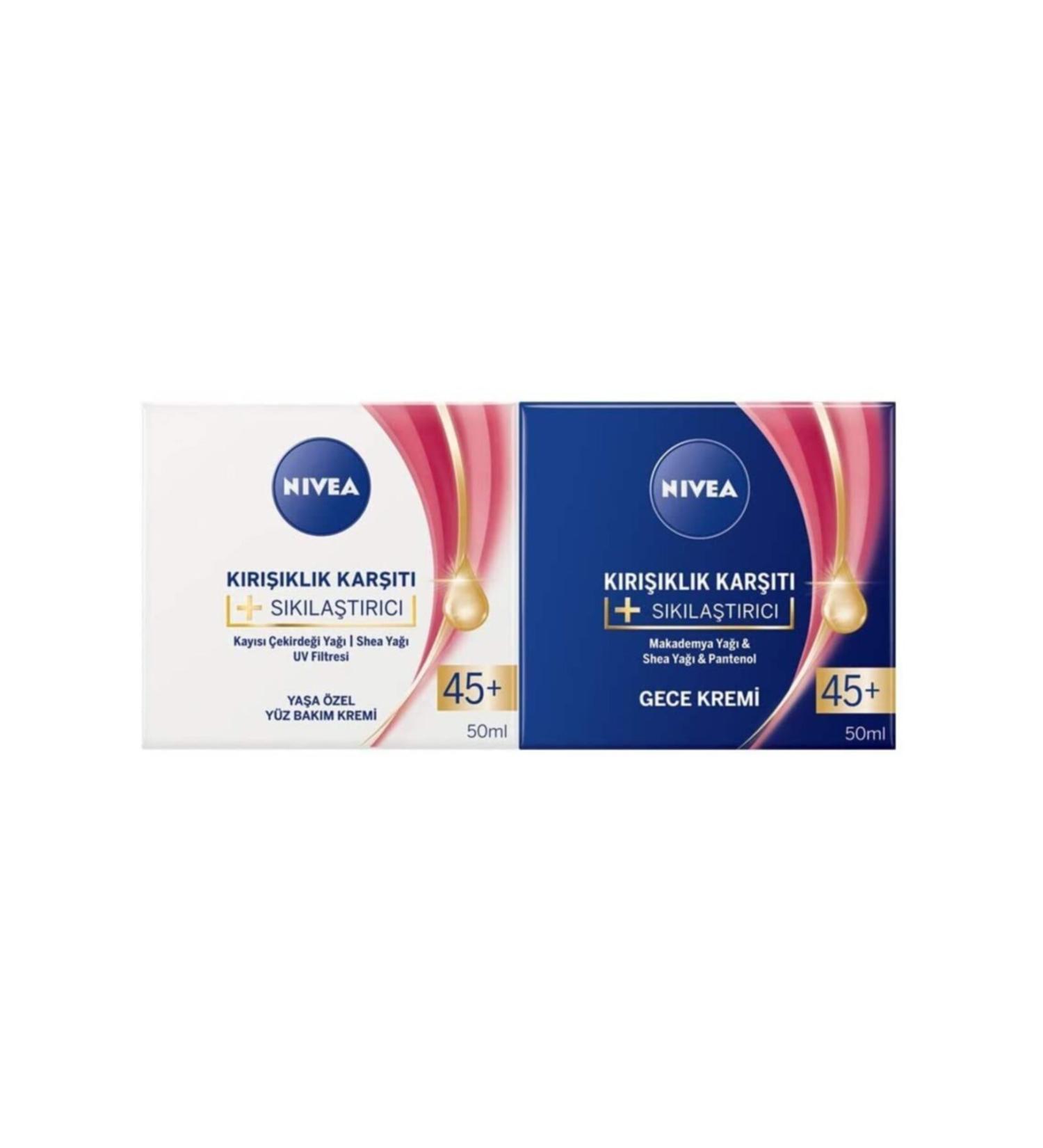 NIVEA Anti-Wrinkle Firming 45+ Age Day and Night Cream 50 ml Set of 2