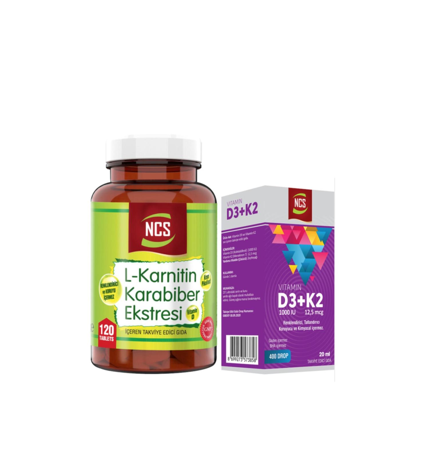 Ncs L-carnitine 120 Tablets+vitamin D3 K2 20 Ml