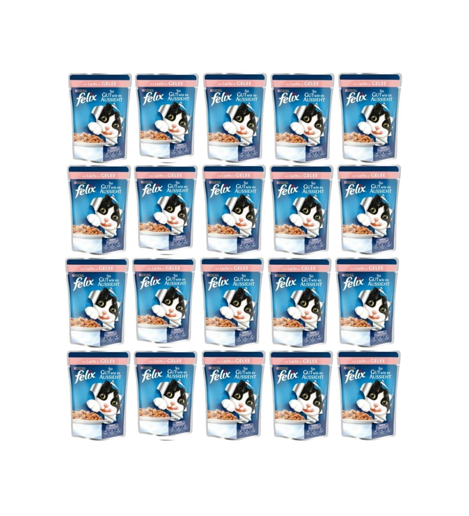 FELIX Adult Cat Pouch Food with Salmon 20 Pieces