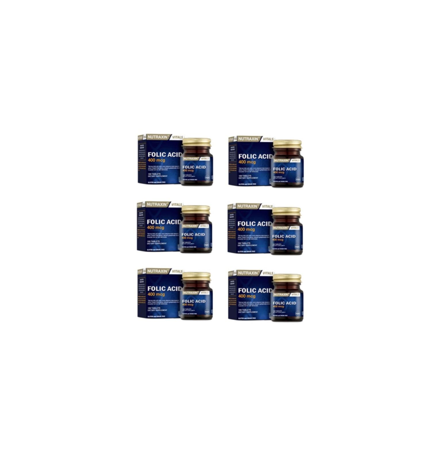 Nutraxin Folic Acid 100 Tablets X6 Pieces