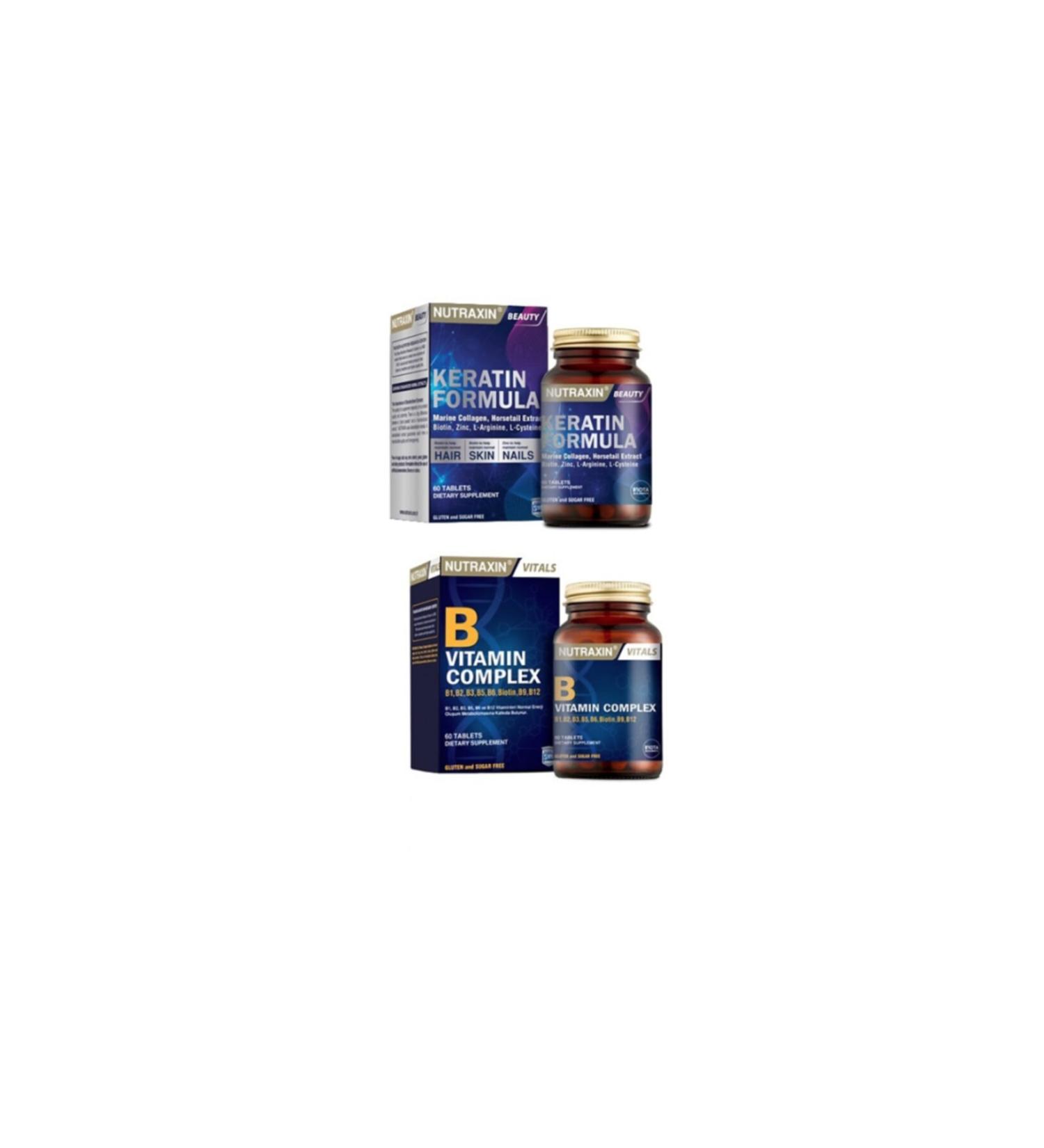 Nutraxin Keratin Formula 60 Tablets + B Vitamin Complex 60 Tablets